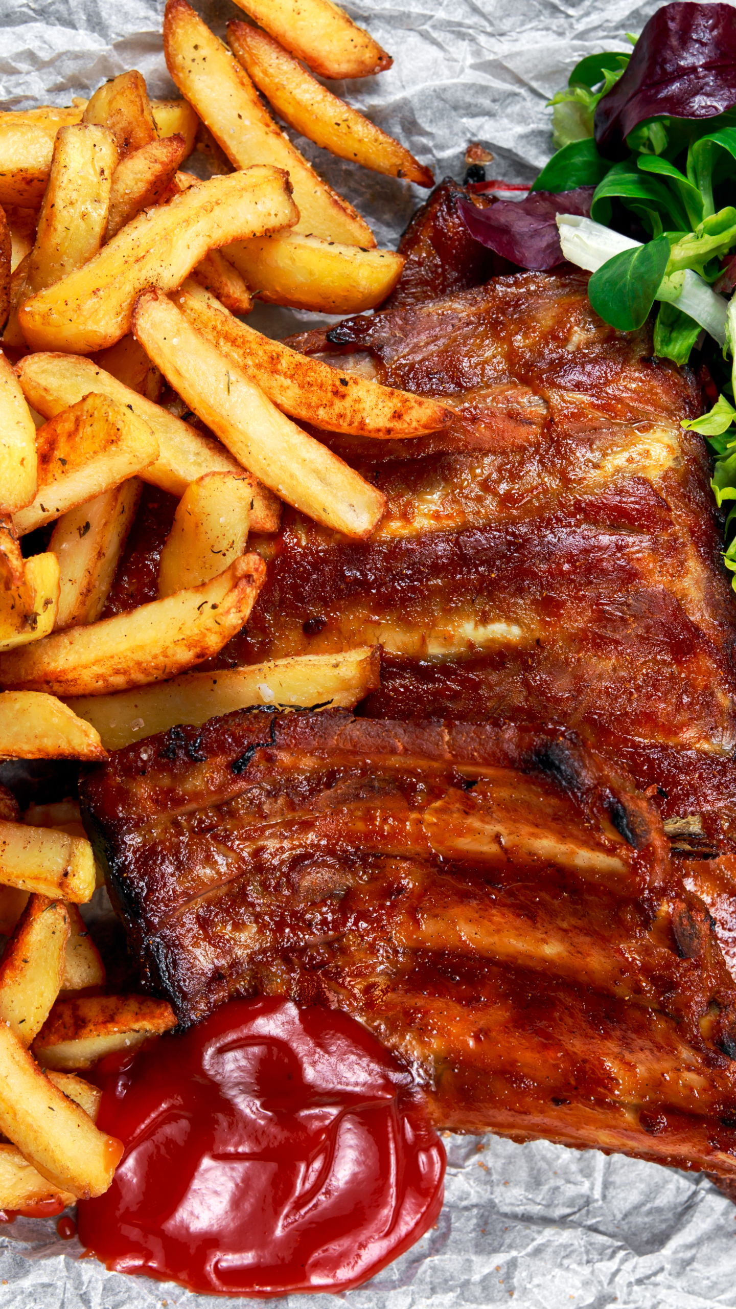 Download mobile wallpaper Food, Meat, Meal, French Fries for free.