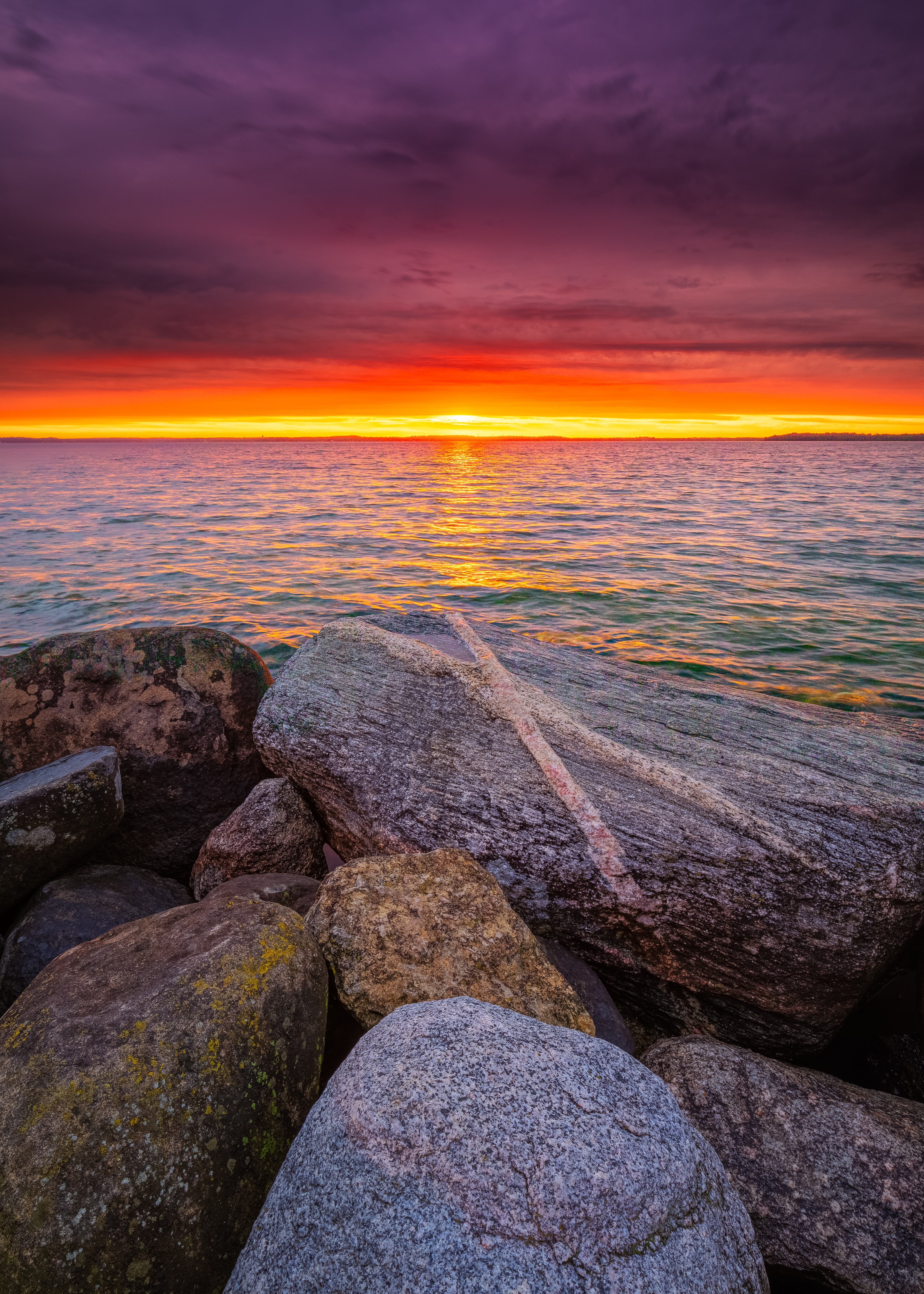 Laden Sie das Stones, Natur, Sunset, Horizont, Sea-Bild kostenlos auf Ihren PC-Desktop herunter