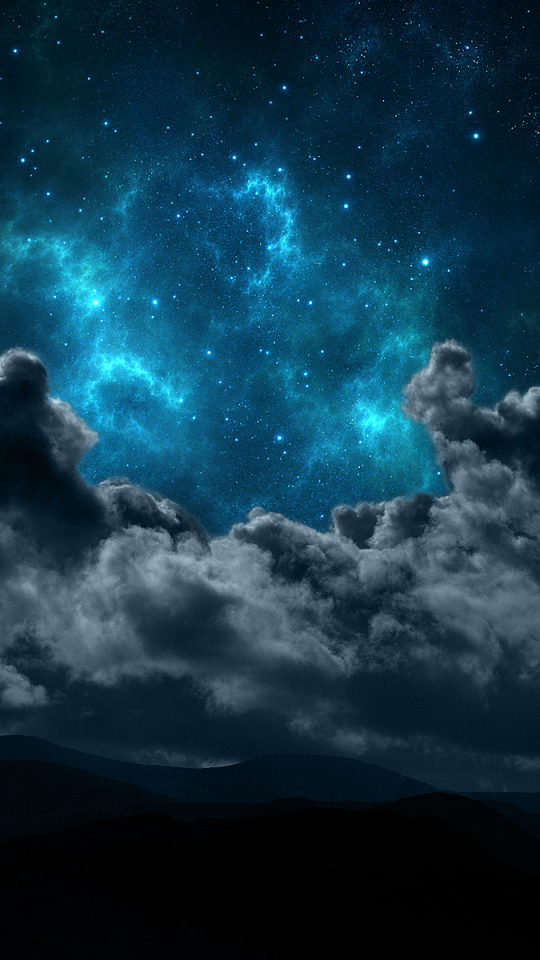 Скачать картинку Небо, Звезды, Ночь, Облака, Луна, Звездное Небо, Синий, Земля, Облако, Земля/природа в телефон бесплатно.