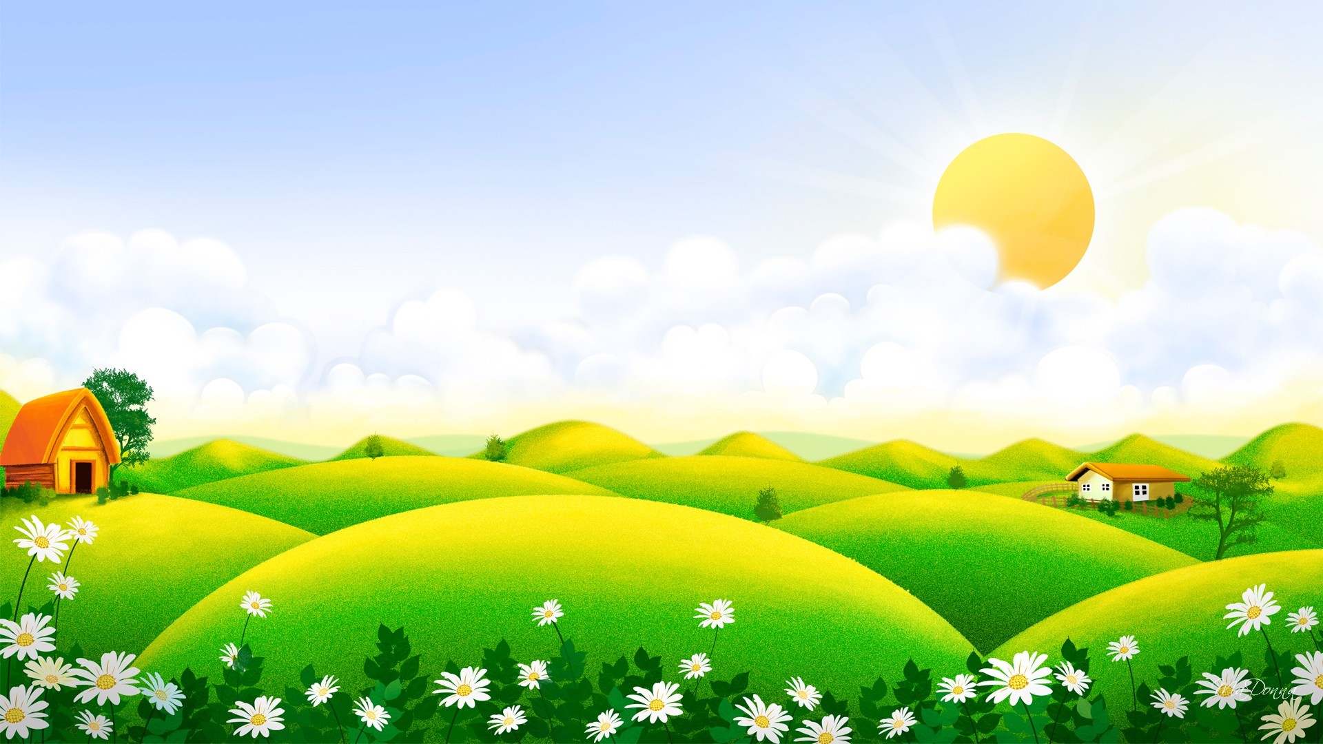 Free download wallpaper Landscape, Summer, Artistic, Meadow on your PC desktop