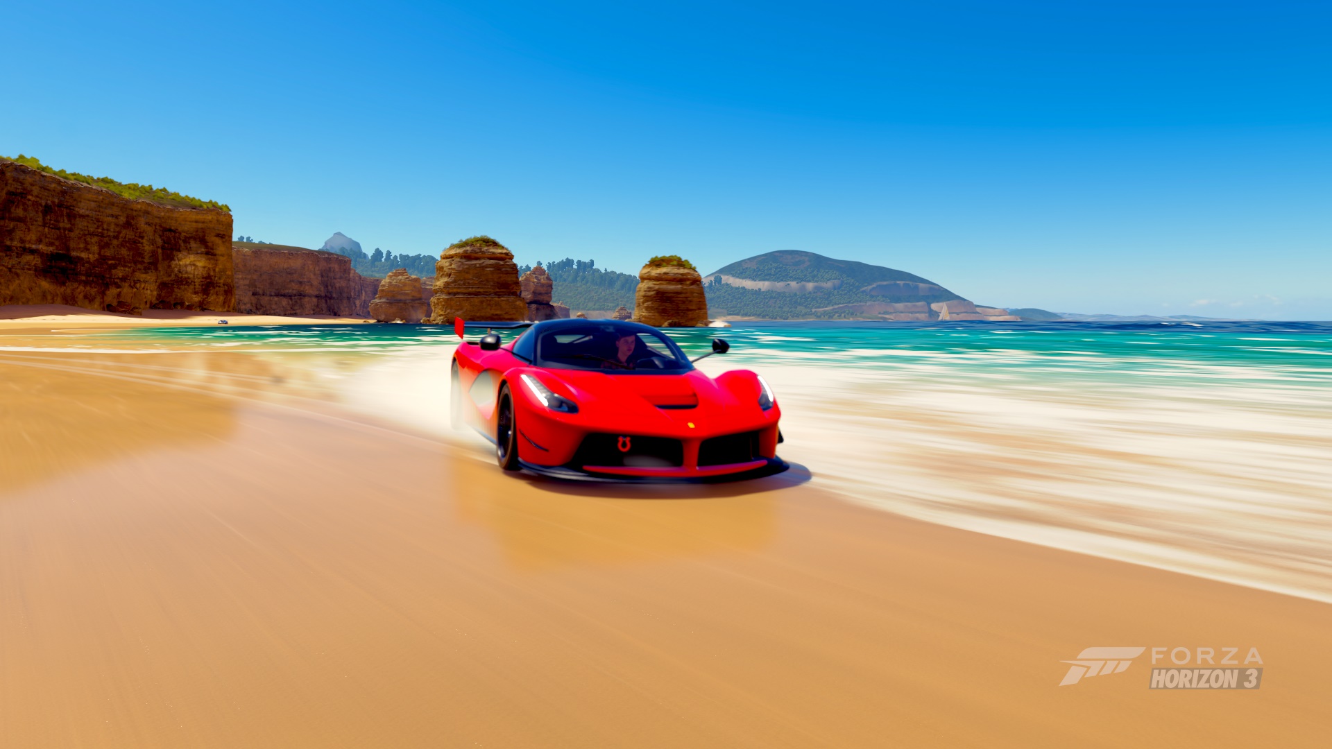 Handy-Wallpaper Wasser, Strand, Autos, Ferrari Laferrari, Computerspiele, Forza Horizon 3, Forza kostenlos herunterladen.