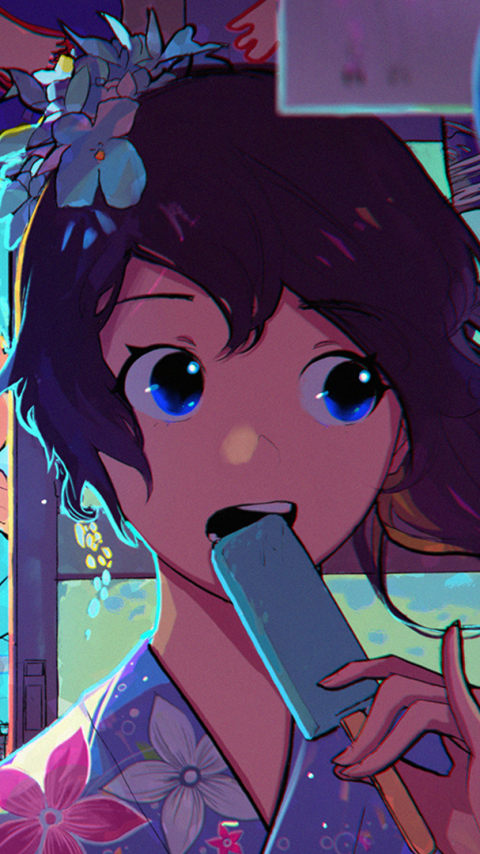 Download mobile wallpaper Anime, Ice Cream, Original, Popsicle for free.