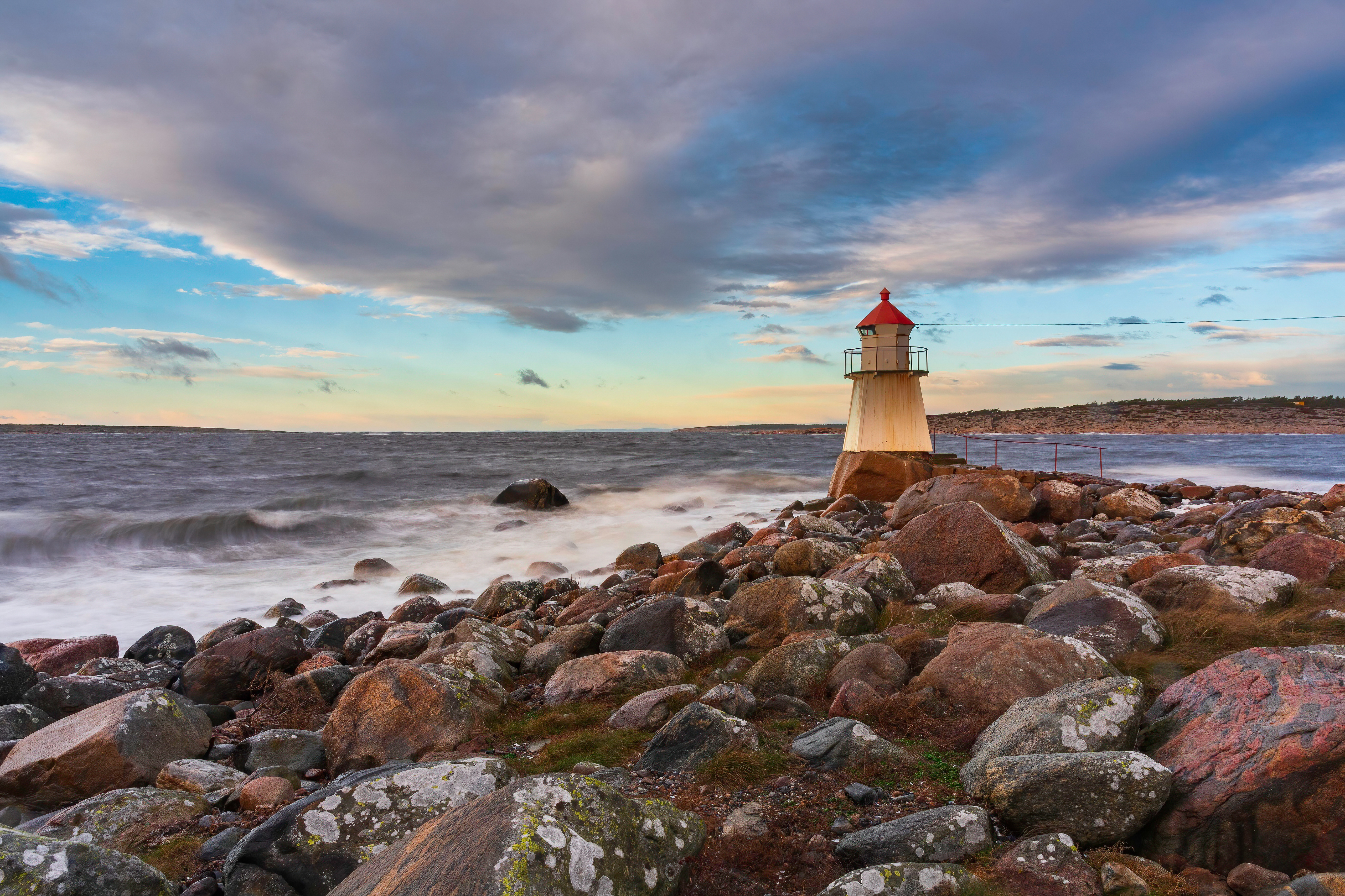 Laden Sie das Horizont, Ozean, Leuchtturm, Norwegen, Menschengemacht-Bild kostenlos auf Ihren PC-Desktop herunter