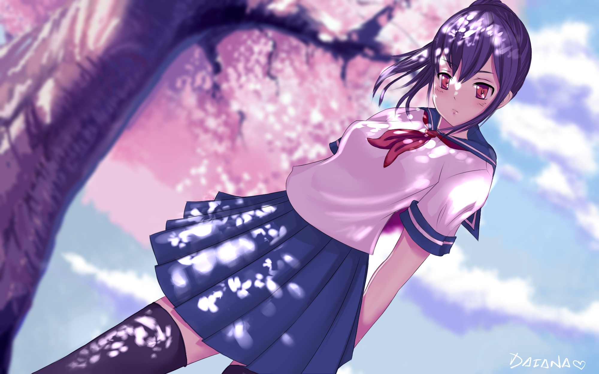 910707画像をダウンロードアニメ, ヤンデレシミュレータ, 桜の花-壁紙とスクリーンセーバーを無料で