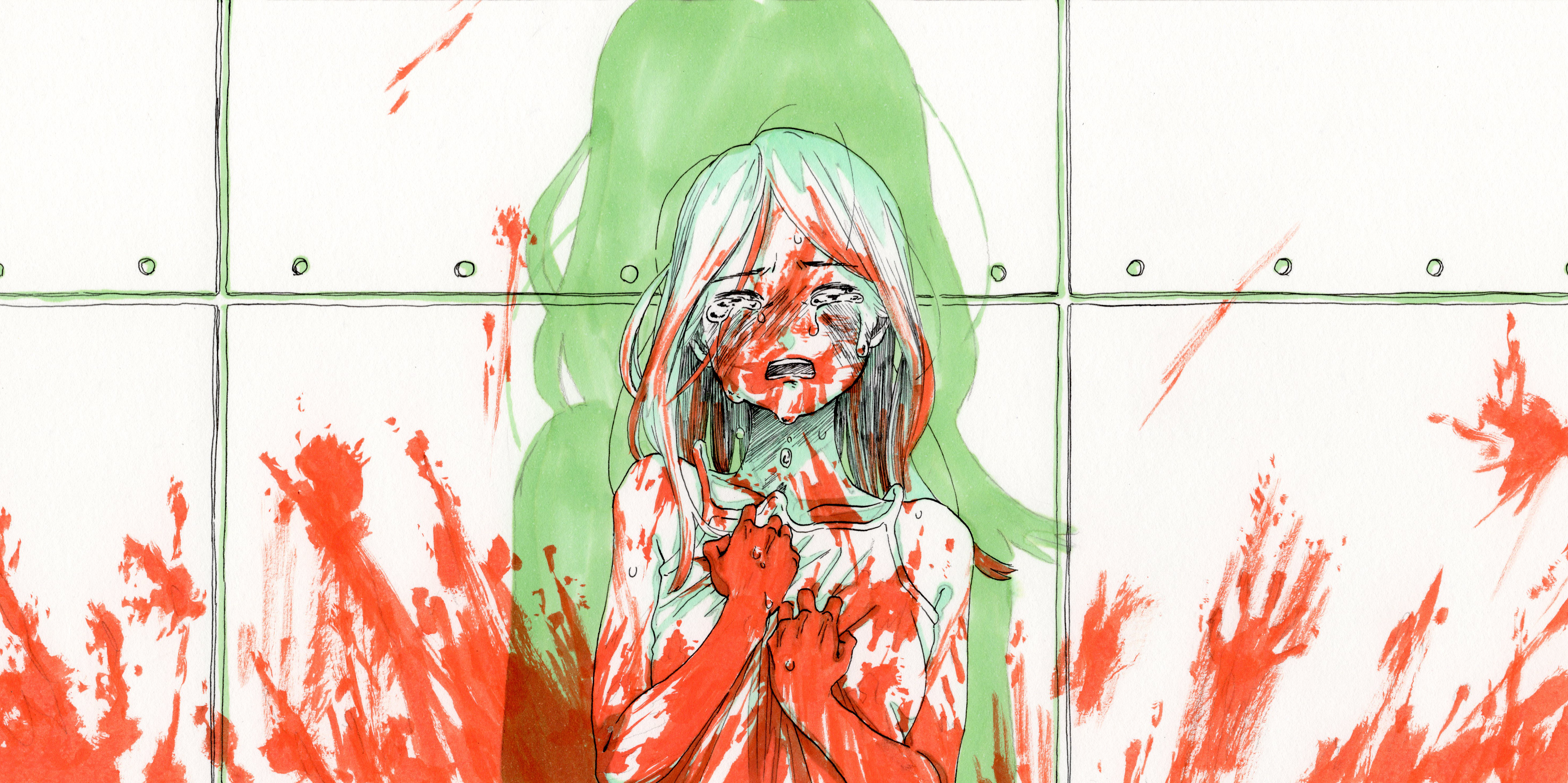 Handy-Wallpaper Mädchen, Blut, Tränen, Animes kostenlos herunterladen.