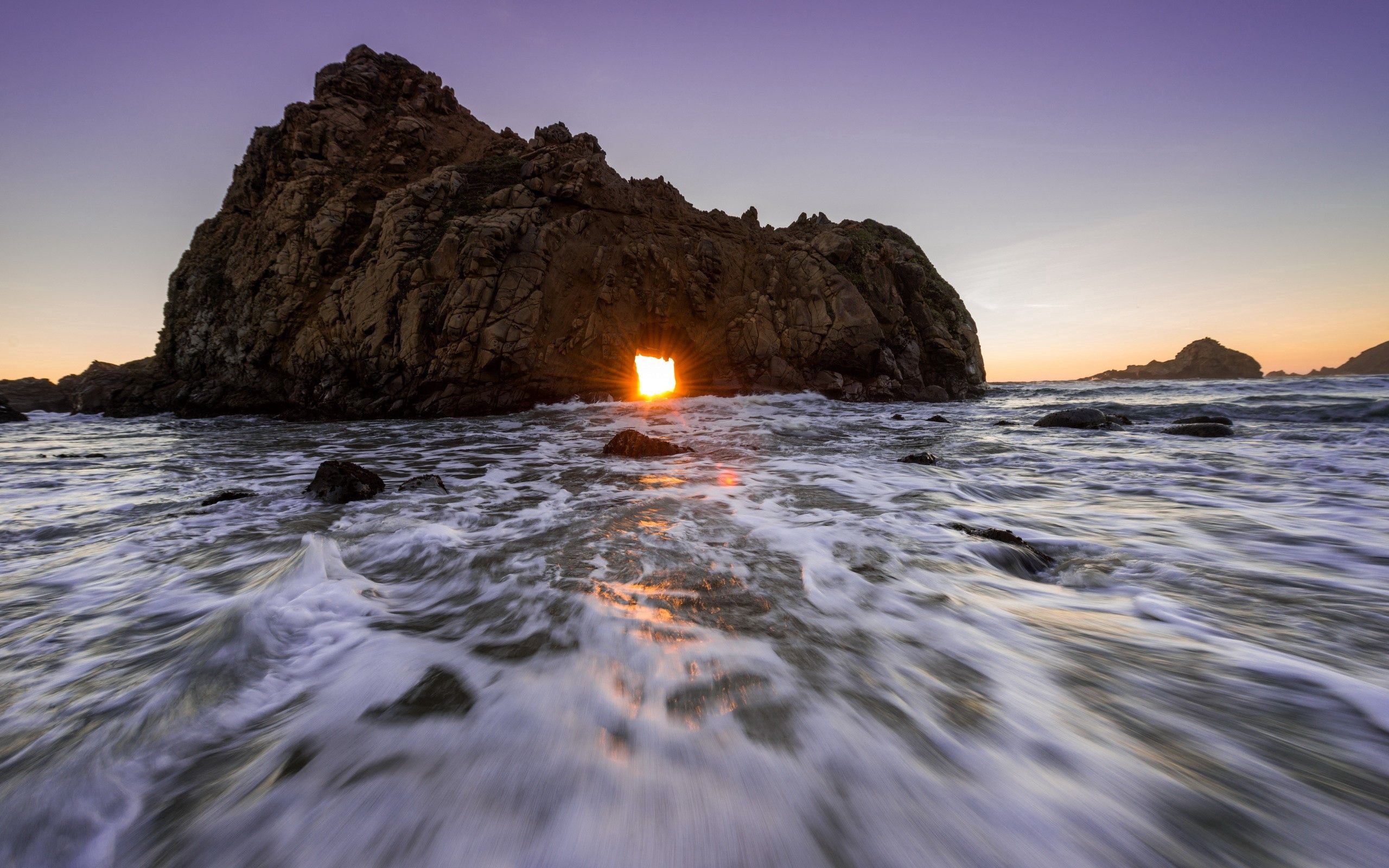 Free download wallpaper Rock, Shine, Nature, Sunset, Light, Ocean, Sea on your PC desktop