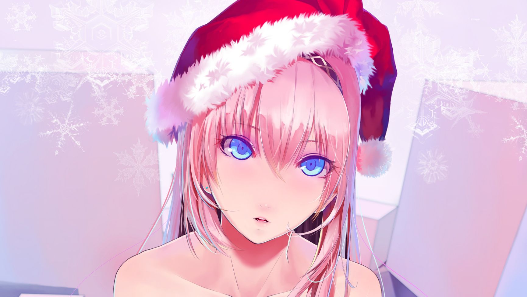 Free download wallpaper Anime, Christmas, Vocaloid, Face, Luka Megurine on your PC desktop