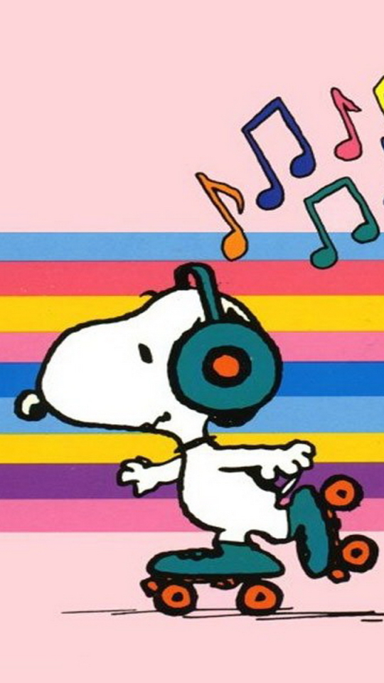 Download mobile wallpaper Music, Cartoon, Comics, Peanuts, Snoopy, Roller Skating for free.