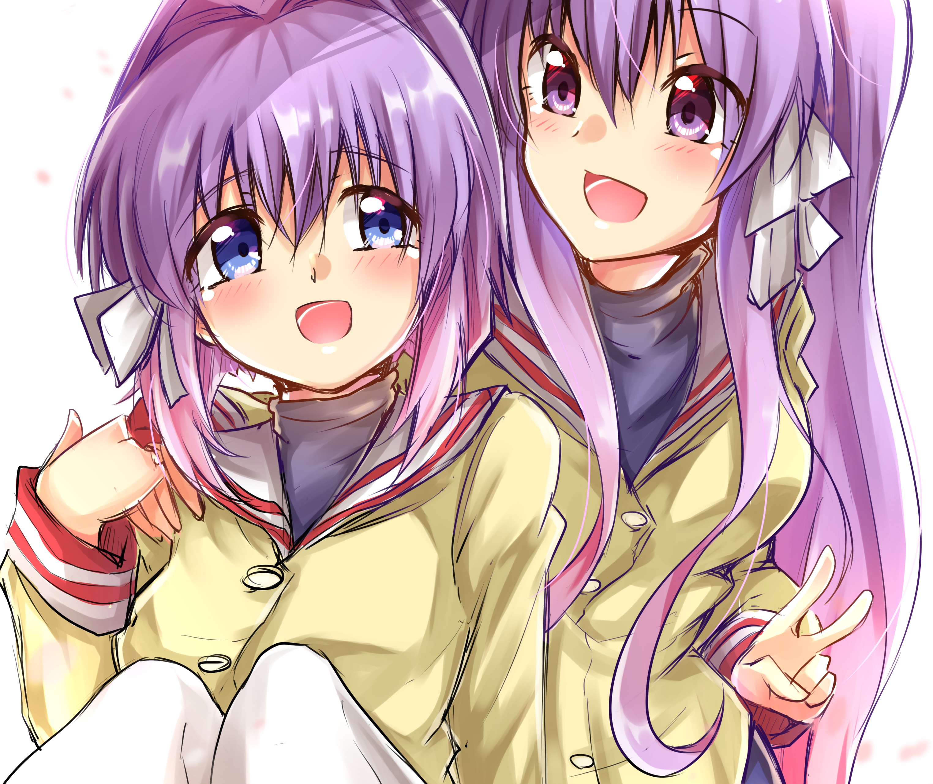 Handy-Wallpaper Animes, Kyou Fujibayashi, Clannad, Ryou Fujibayashi kostenlos herunterladen.