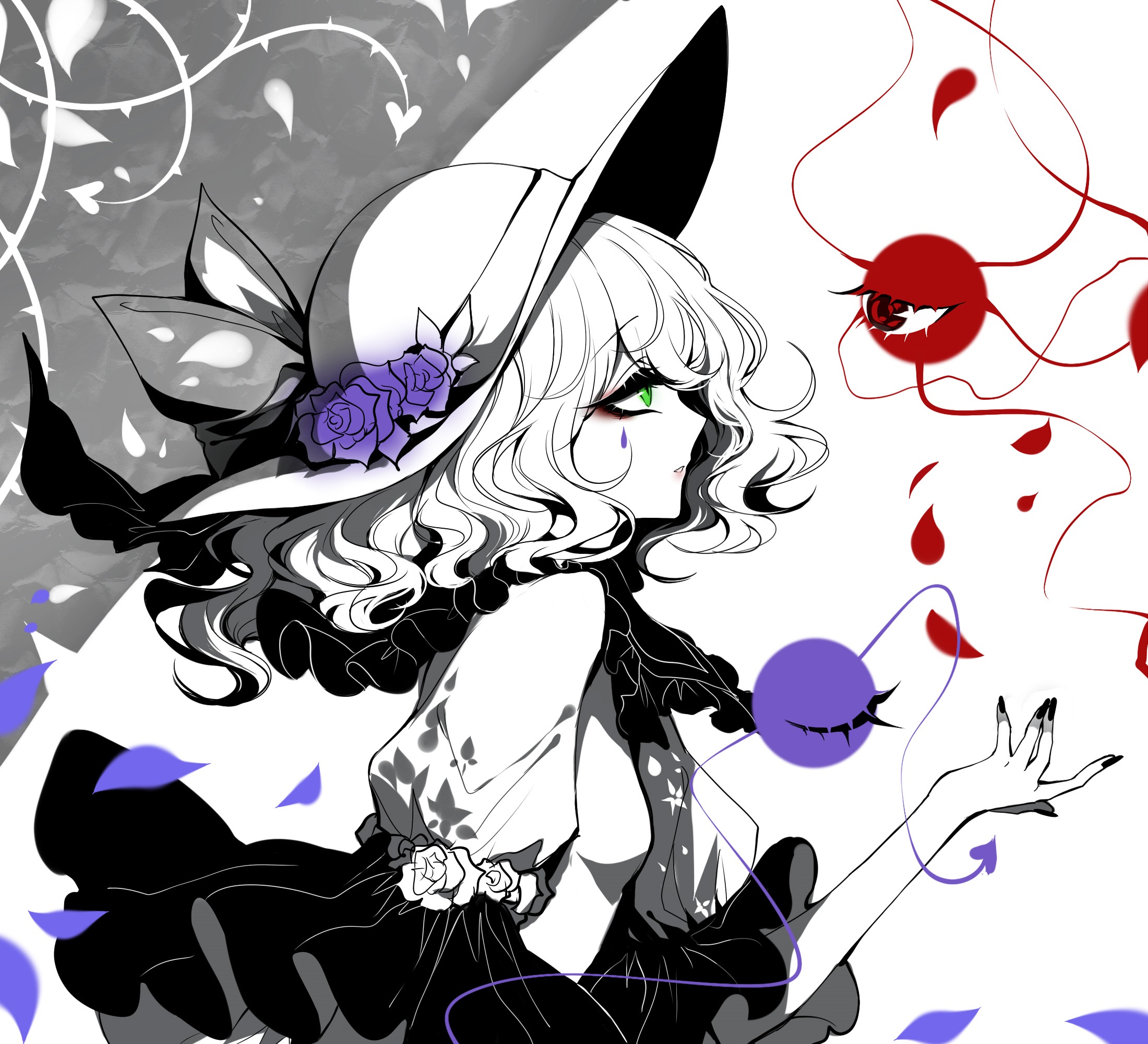 Download mobile wallpaper Anime, Monochrome, Touhou, Koishi Komeiji for free.