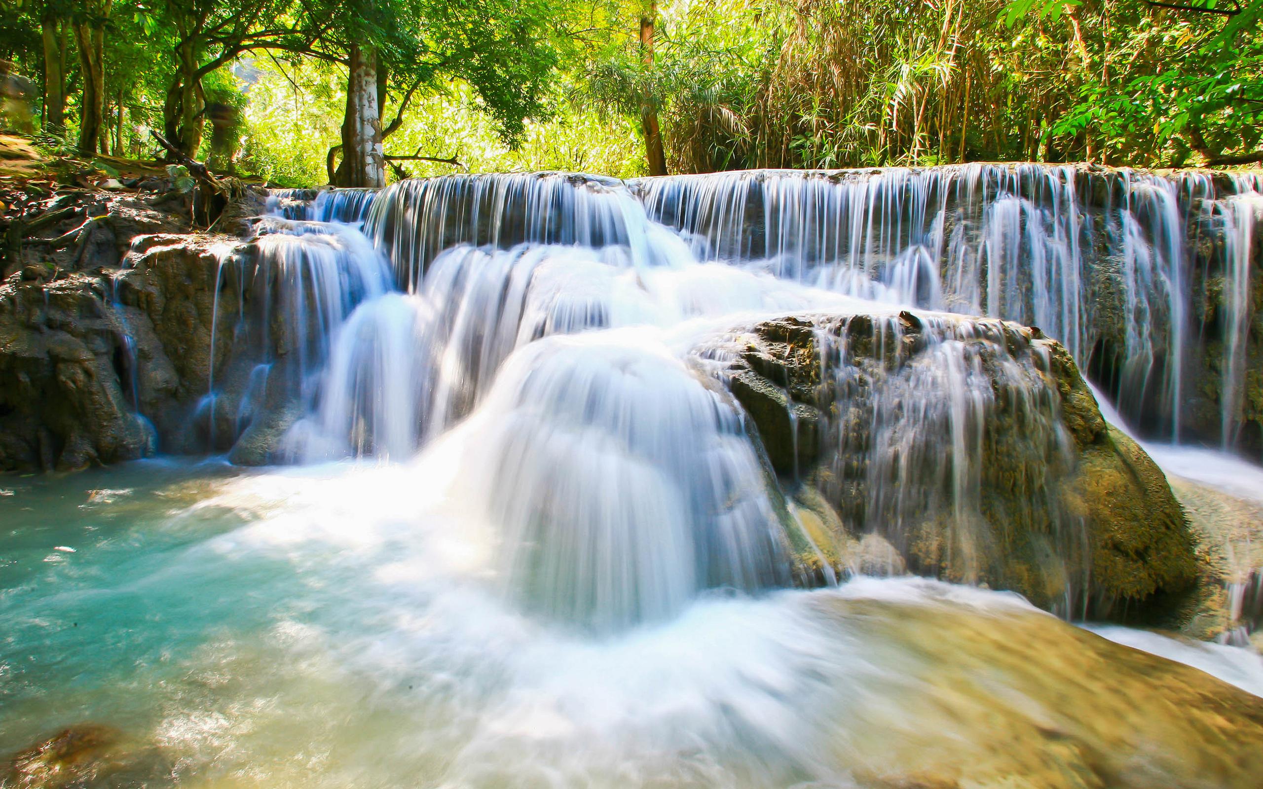 Handy-Wallpaper Natur, Wasserfälle, Wasserfall, Fluss, Laos, Erde/natur kostenlos herunterladen.
