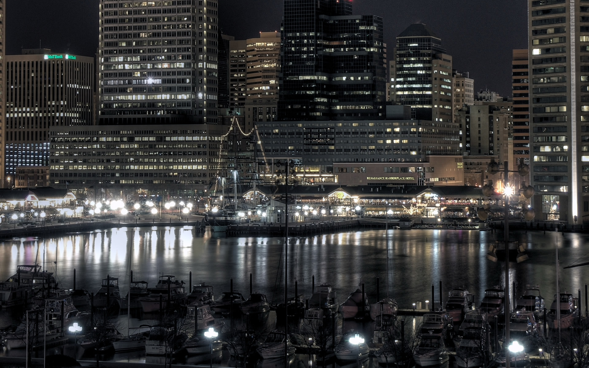 baltimore, man made, boat, city, light, river, cities