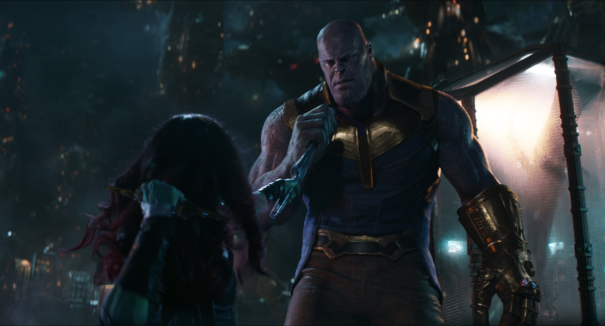 Download mobile wallpaper Movie, Zoe Saldana, Josh Brolin, Gamora, Thanos, Avengers: Infinity War for free.