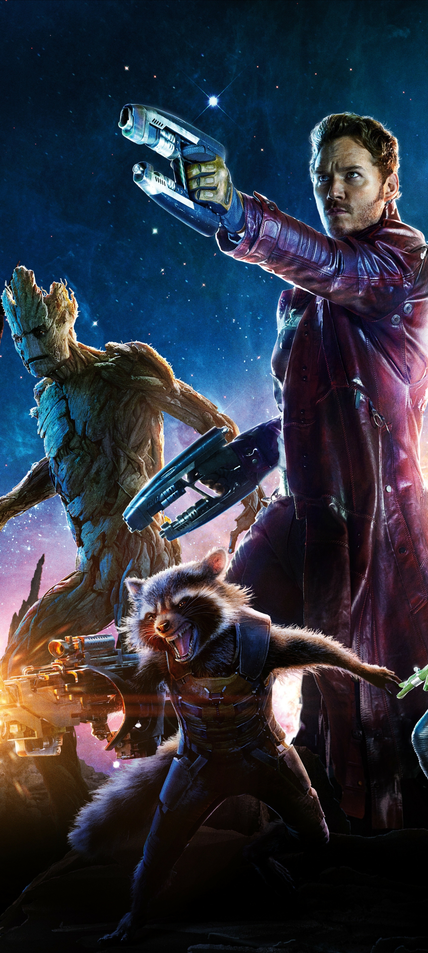 Download mobile wallpaper Movie, Guardians Of The Galaxy, Rocket Raccoon, Star Lord, Groot, Chris Pratt, Peter Quill for free.