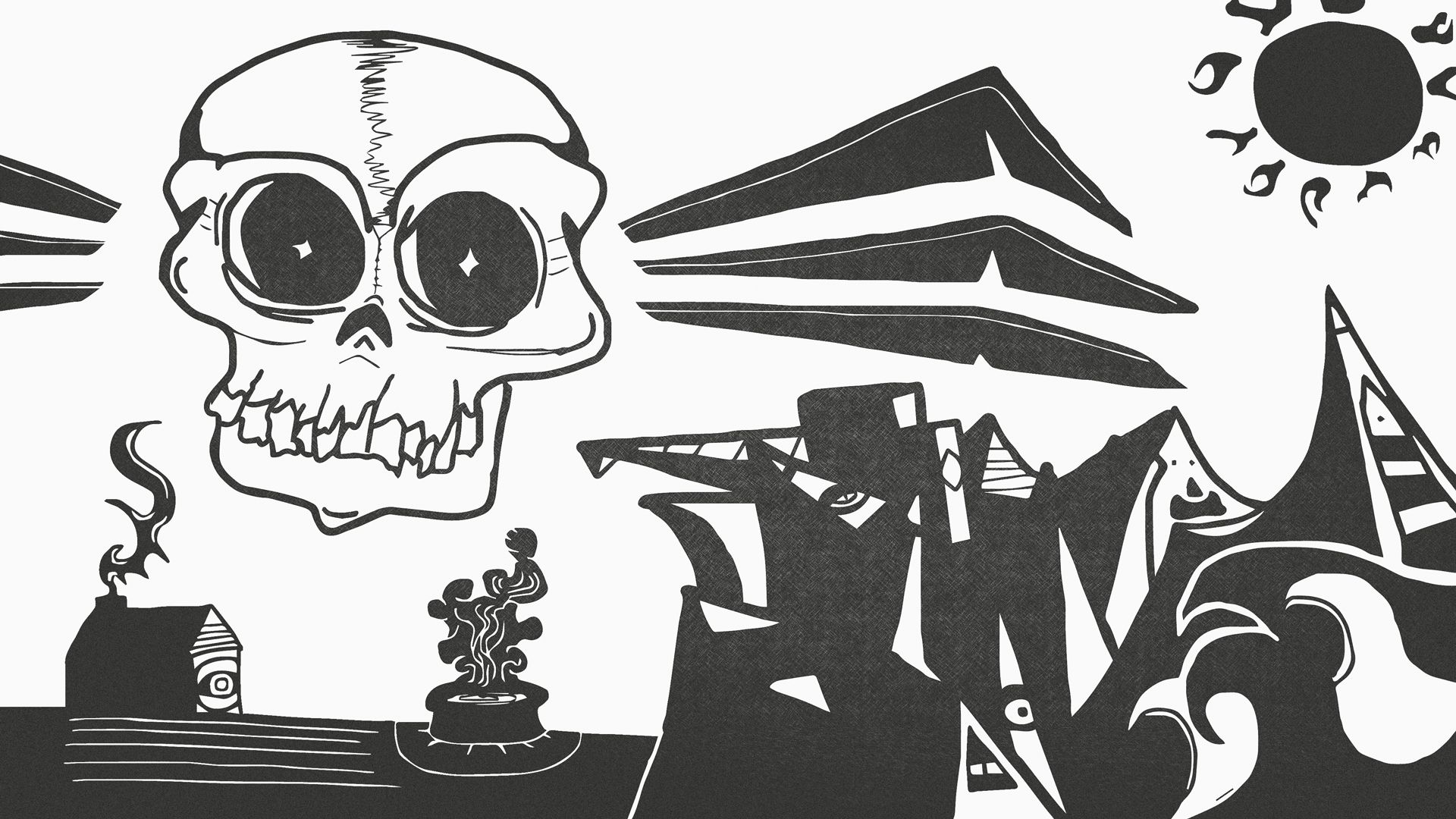 Free download wallpaper Abstract, Dark, Skull, Sketch on your PC desktop