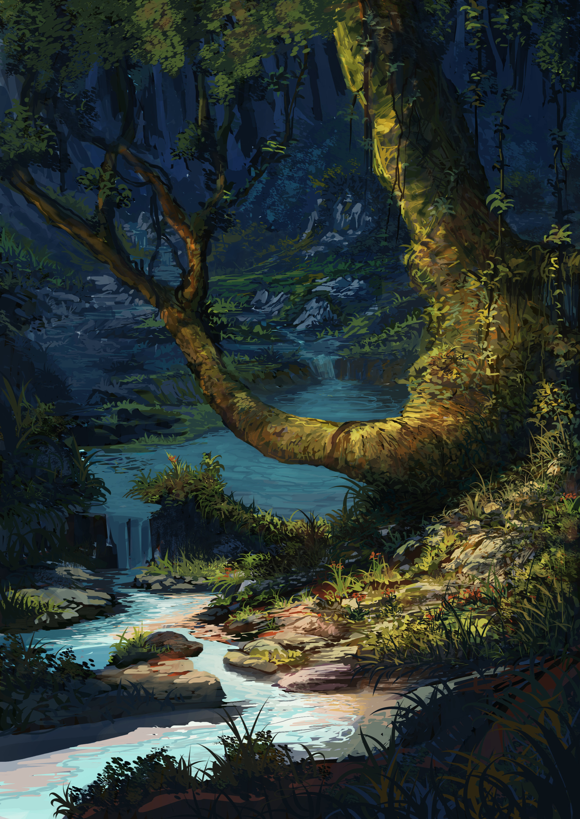 Download mobile wallpaper Trees, Rivers, Art for free.