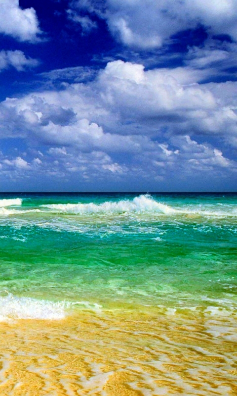 Download mobile wallpaper Sea, Beach, Summer, Horizon, Earth, Cloud, Wave, Sunny for free.