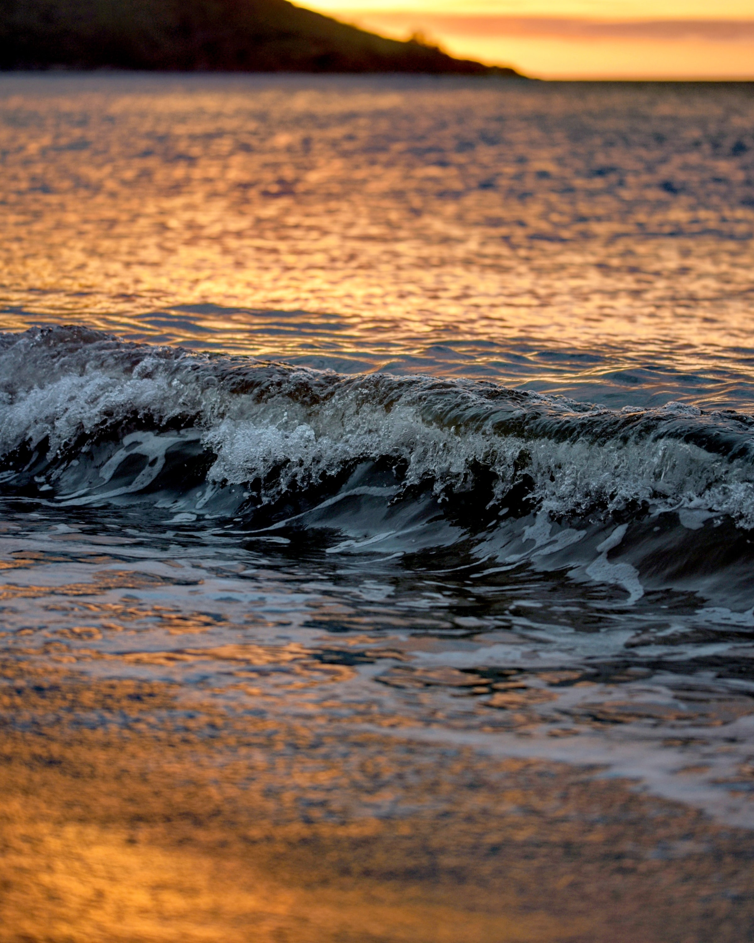 glare, nature, sunset, sea, wave