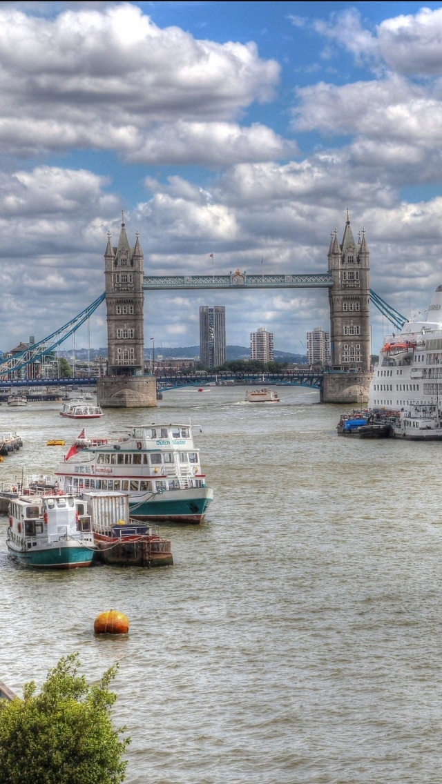 Download mobile wallpaper Cities, London, Boat, River, Thames, Tower Bridge, Man Made for free.
