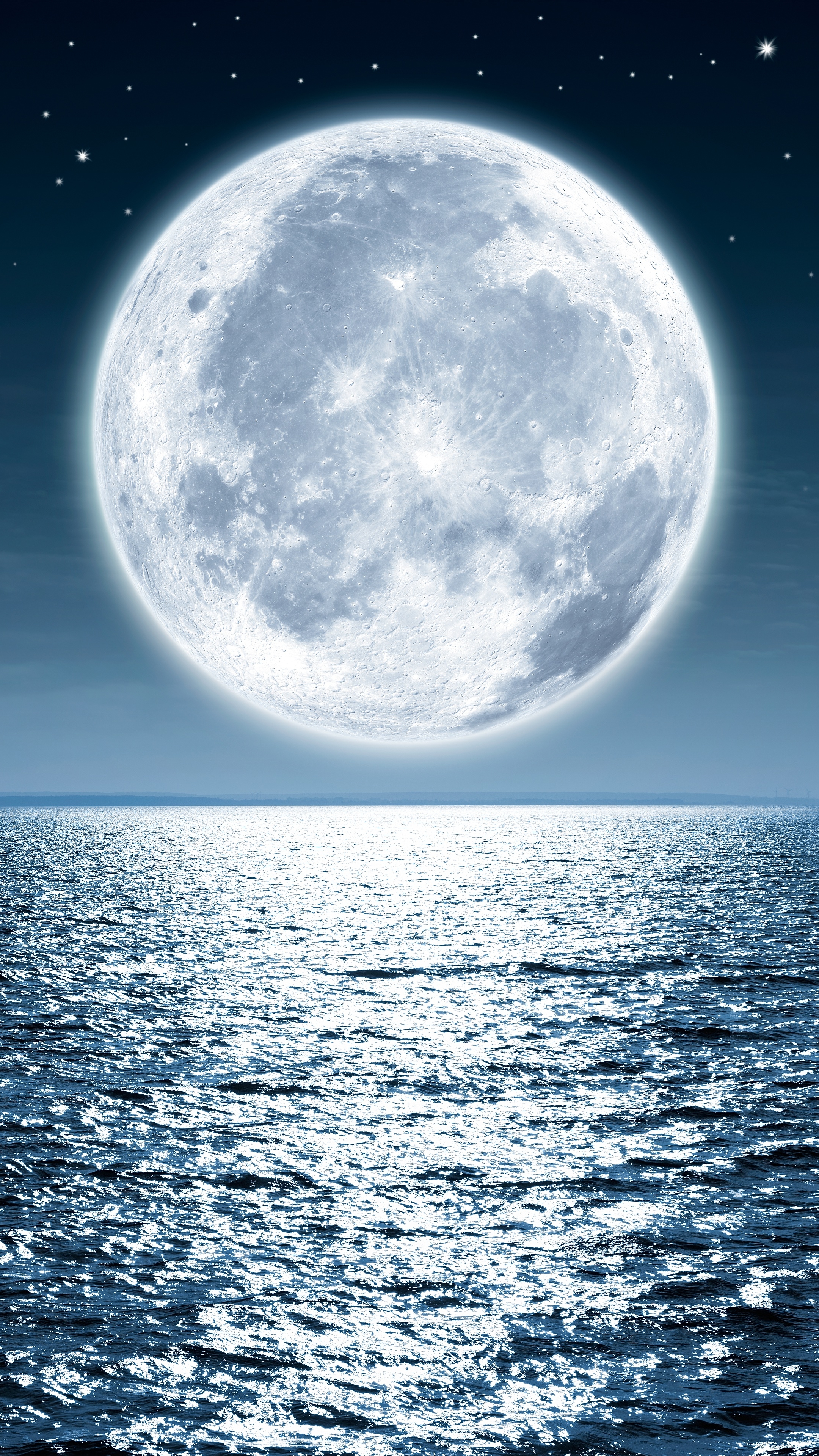 Download mobile wallpaper Sky, Moon, Horizon, Ocean, Earth for free.