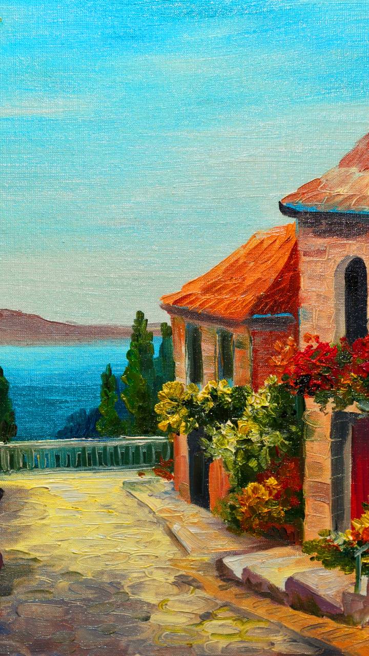 Download mobile wallpaper House, Colorful, Painting, Artistic for free.