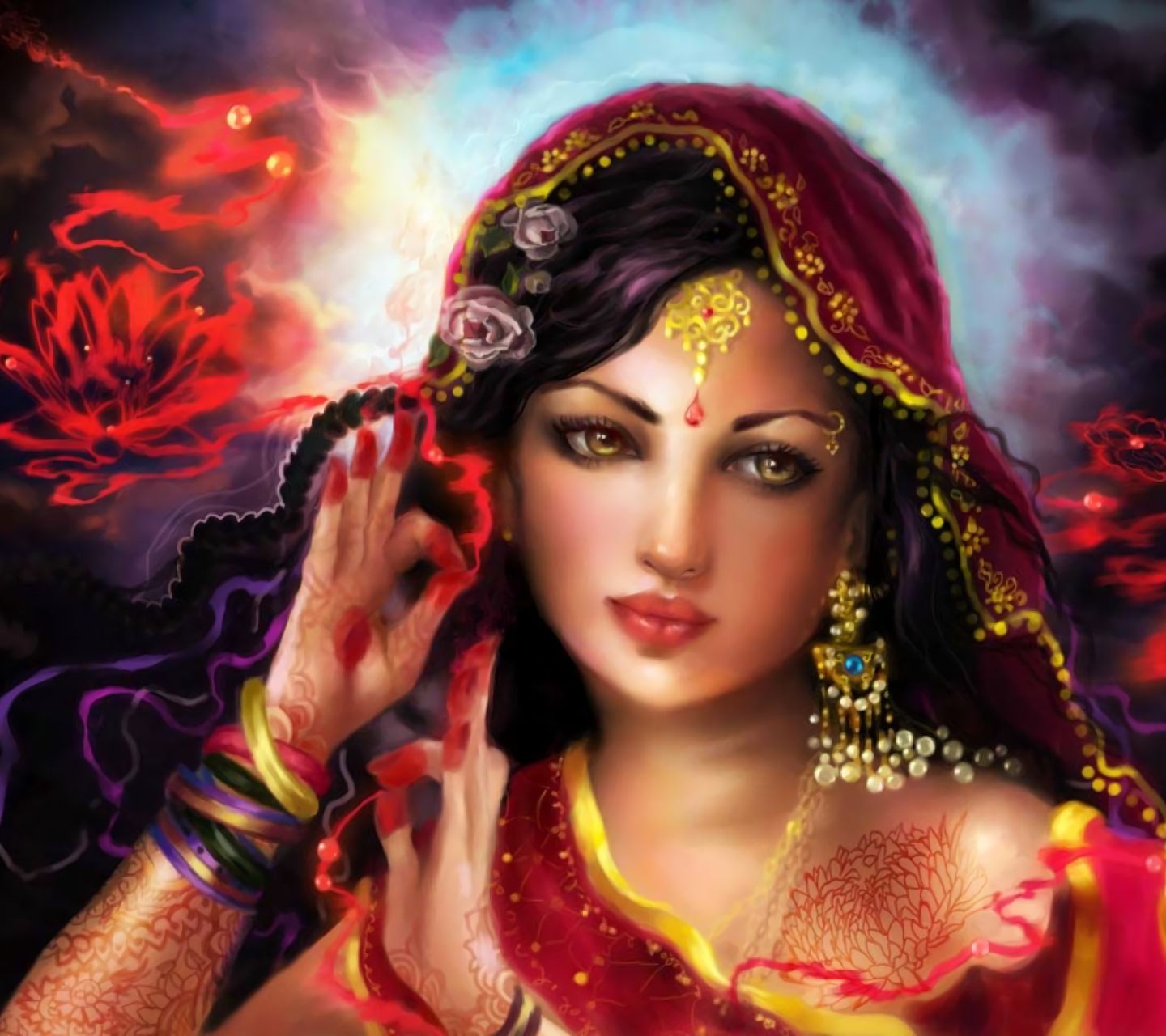 1244425 baixar imagens fantasia, mulher, joia, joias, flor, indiano, bindi - papéis de parede e protetores de tela gratuitamente