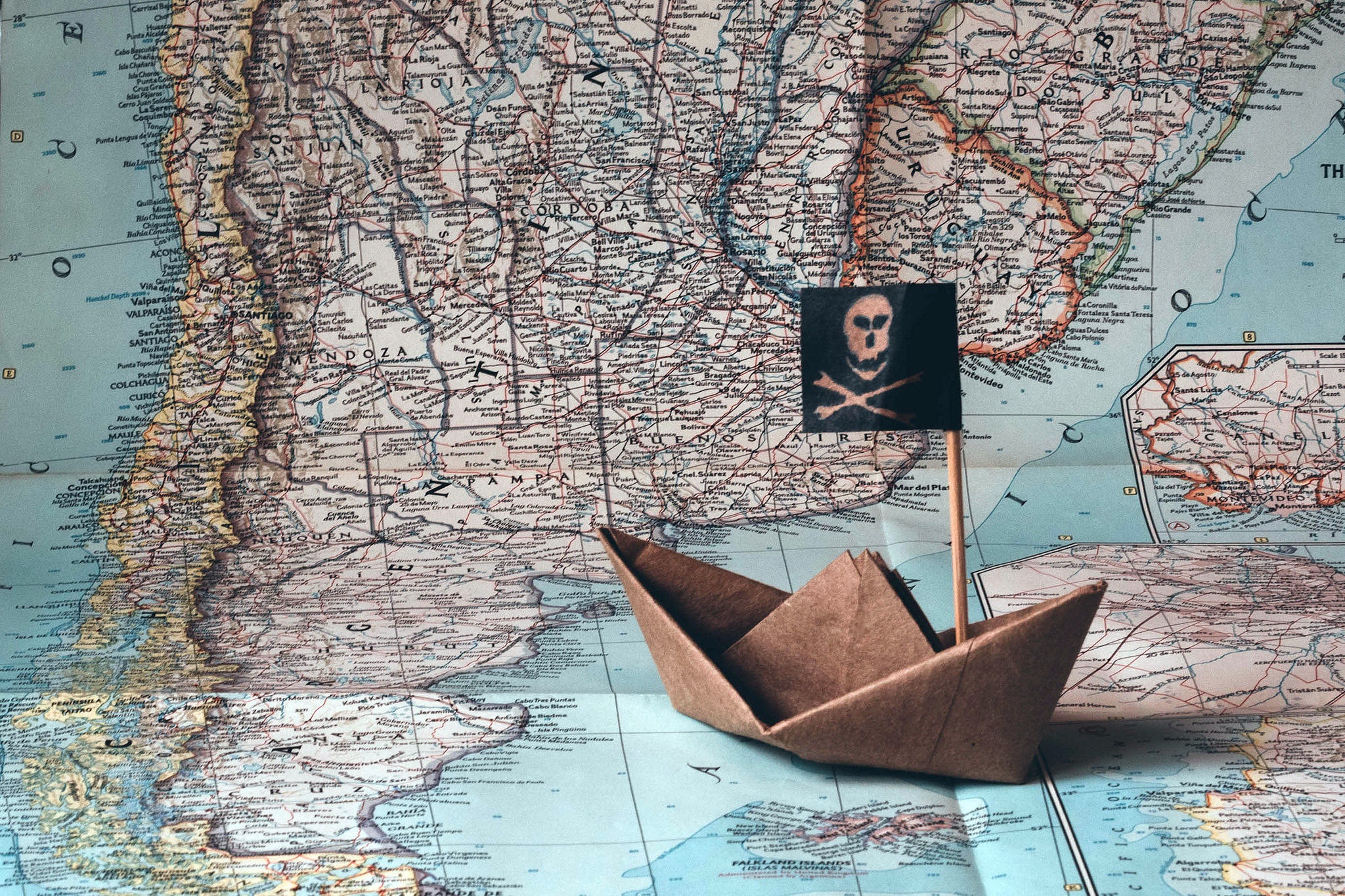 man made, origami, map, paper boat, paper, pirate