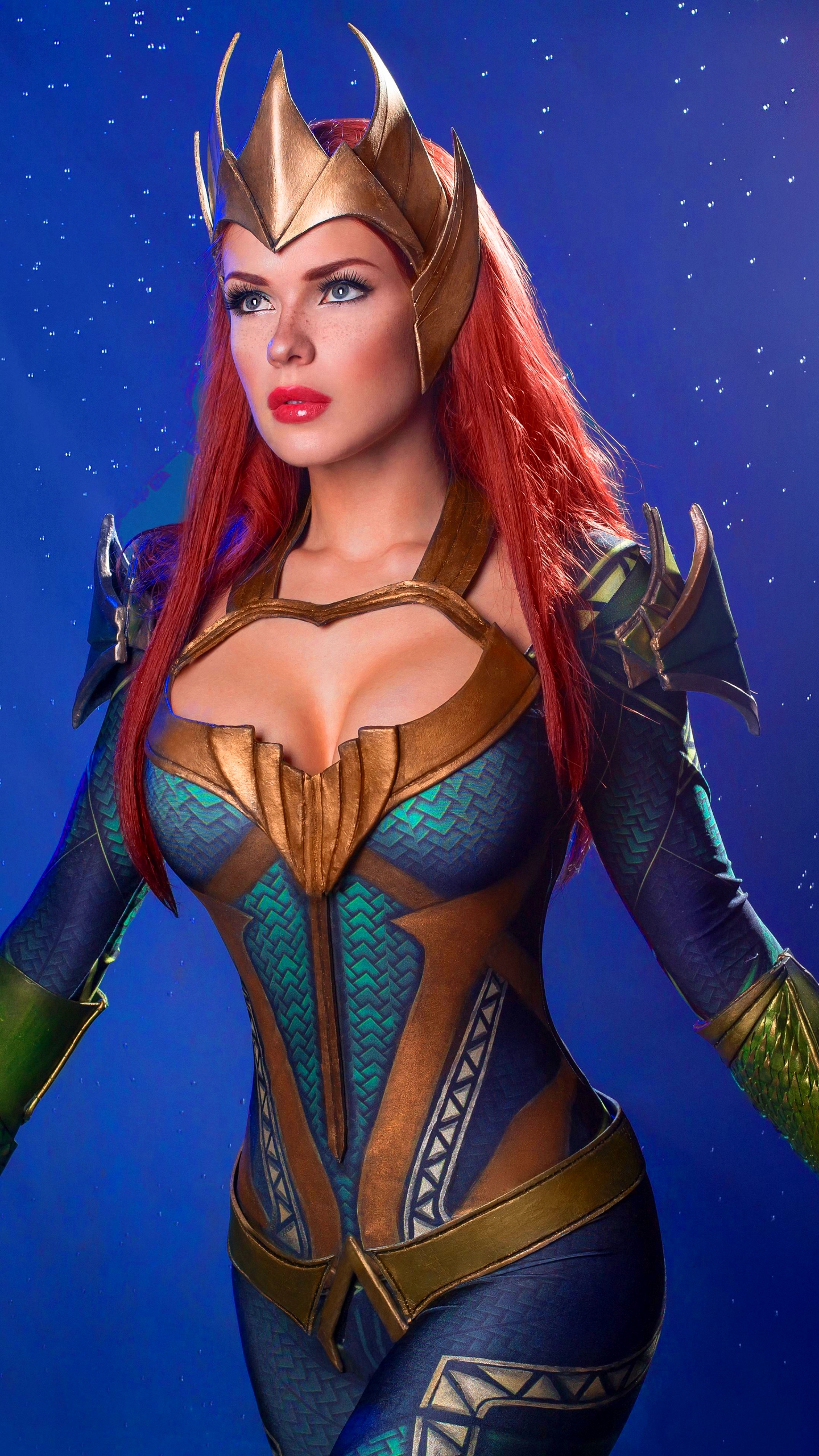 Handy-Wallpaper Frauen, Blaue Augen, Pinkes Haar, Lippenstift, Cosplay, Mera (Dc Comics) kostenlos herunterladen.