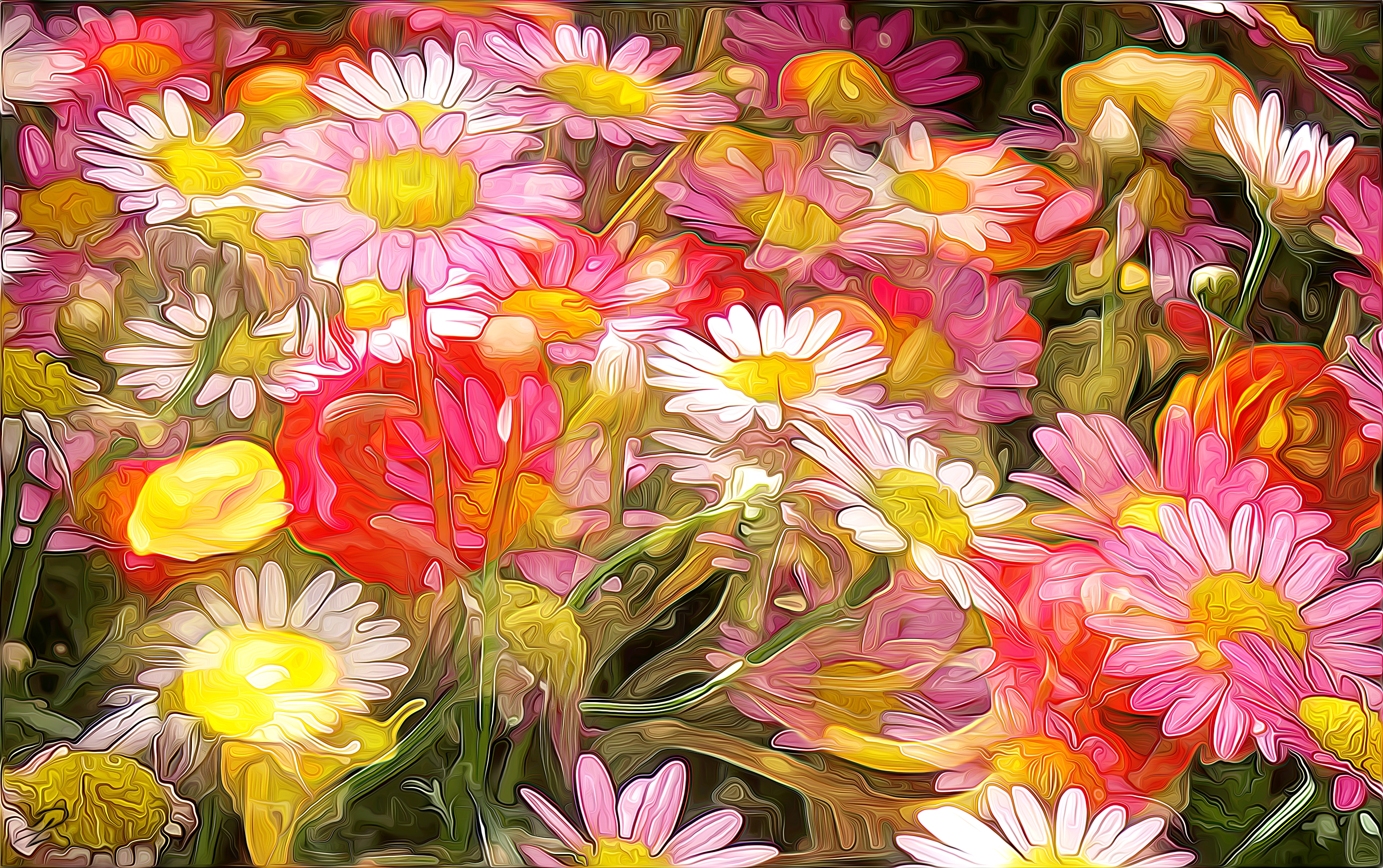 Baixe gratuitamente a imagem Flor, Cores, Colorido, Pintura, Margarida, Artistico na área de trabalho do seu PC