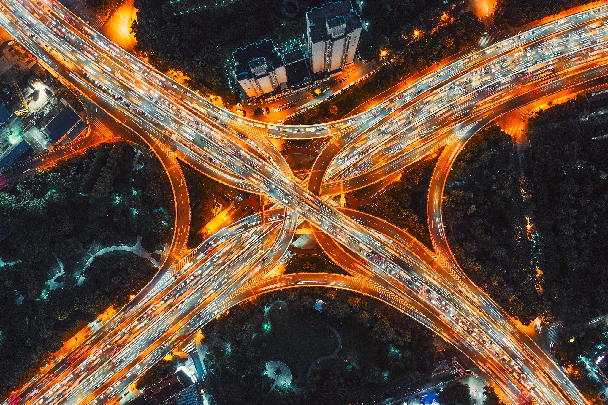Download mobile wallpaper Night, Road, China, Shanghai, Highway, Aerial, Freeway, Man Made for free.
