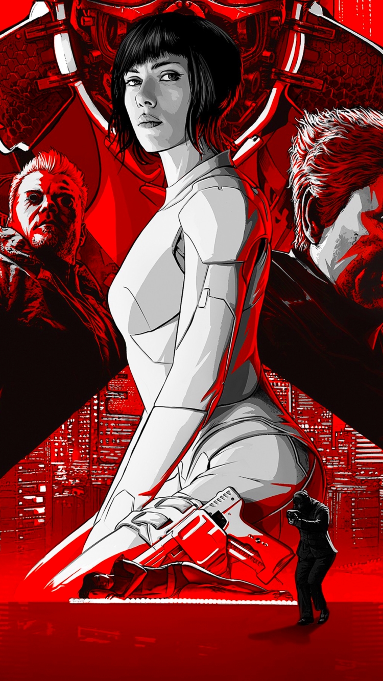 Download mobile wallpaper Scarlett Johansson, Poster, Movie, Ghost In The Shell (2017) for free.