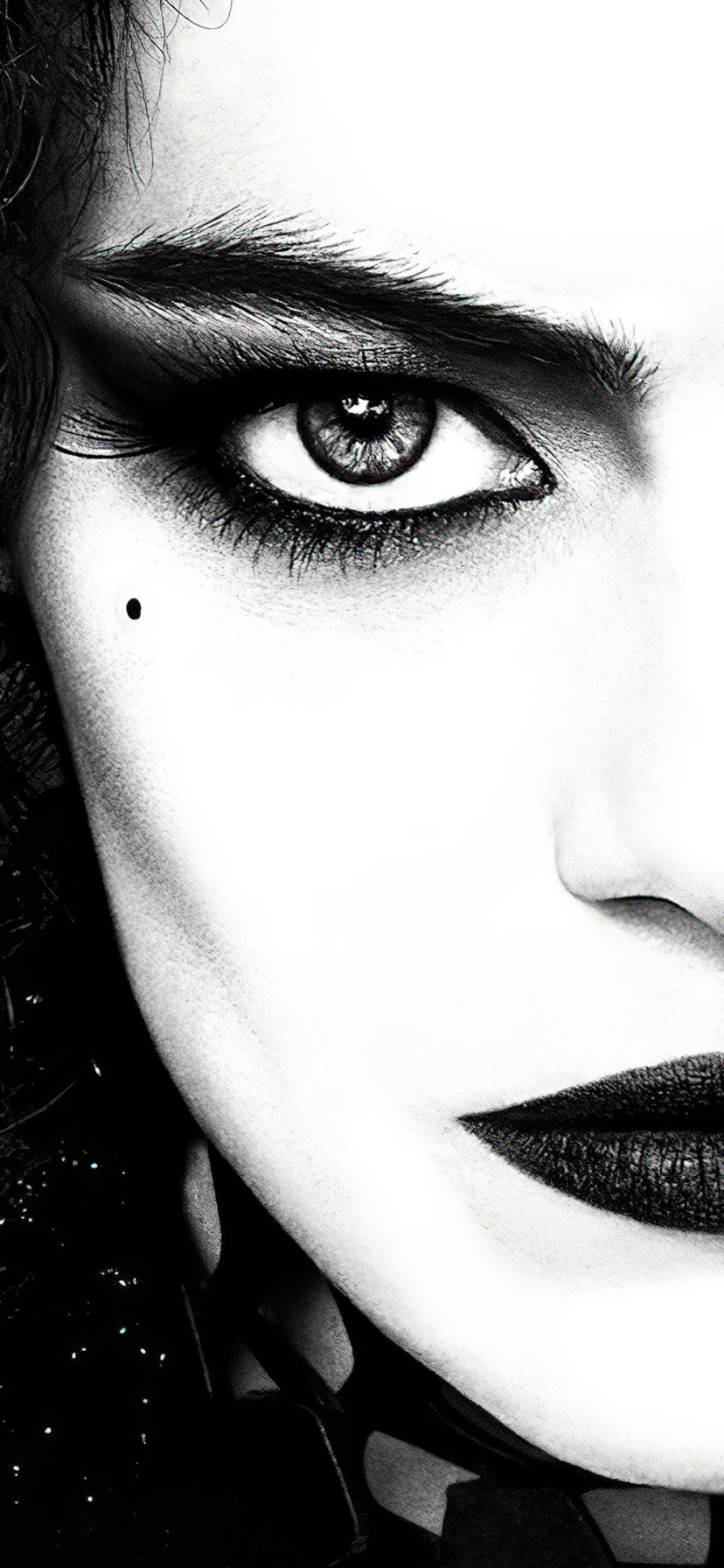 Download mobile wallpaper Emma Stone, Face, Movie, Black & White, Cruella for free.