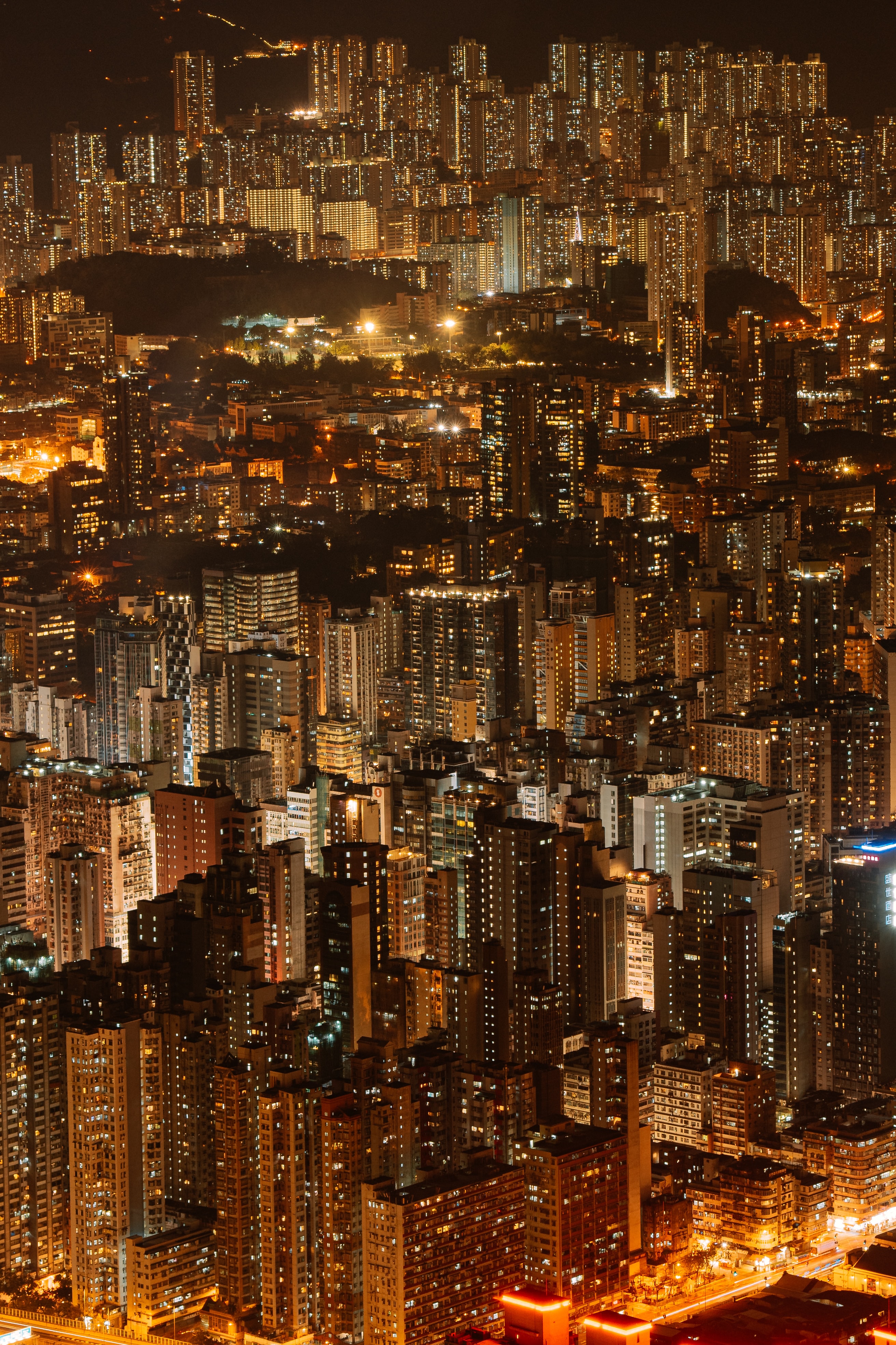Download mobile wallpaper Megapolis, Megalopolis, View From Above, Cities, Building, Night City, Architecture for free.