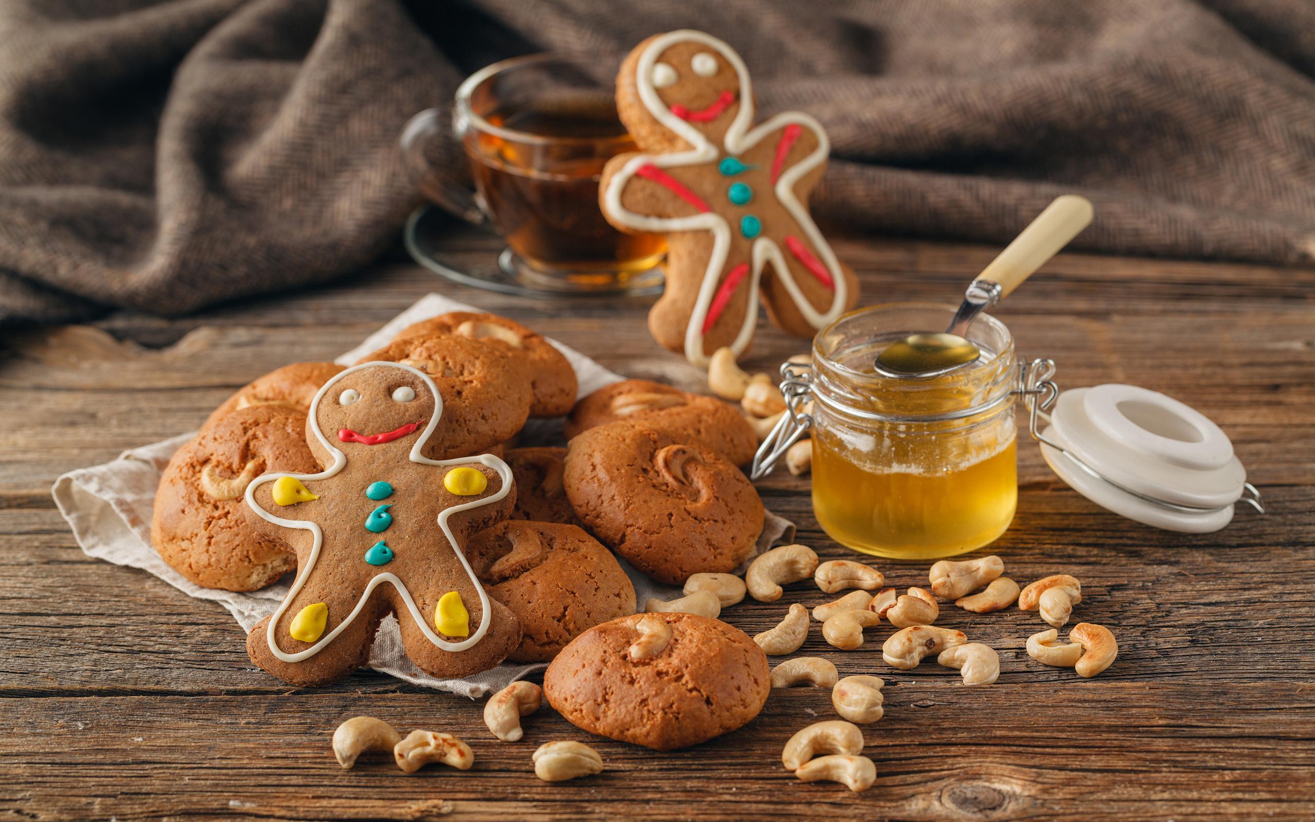 Free download wallpaper Food, Christmas, Tea, Honey, Nut, Cookie on your PC desktop