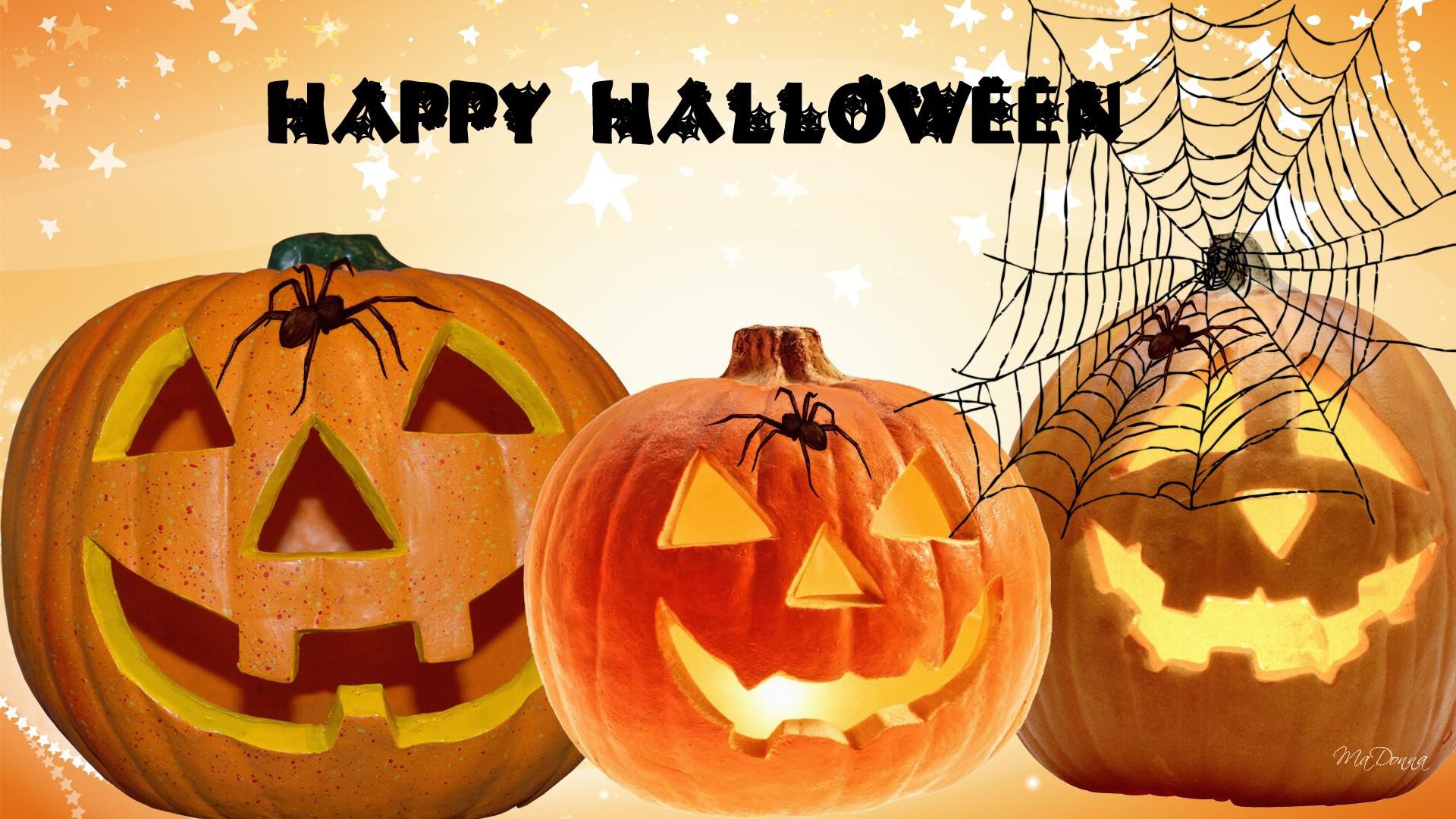 Free download wallpaper Halloween, Holiday, Spider, Jack O' Lantern, Spider Web, Happy Halloween on your PC desktop