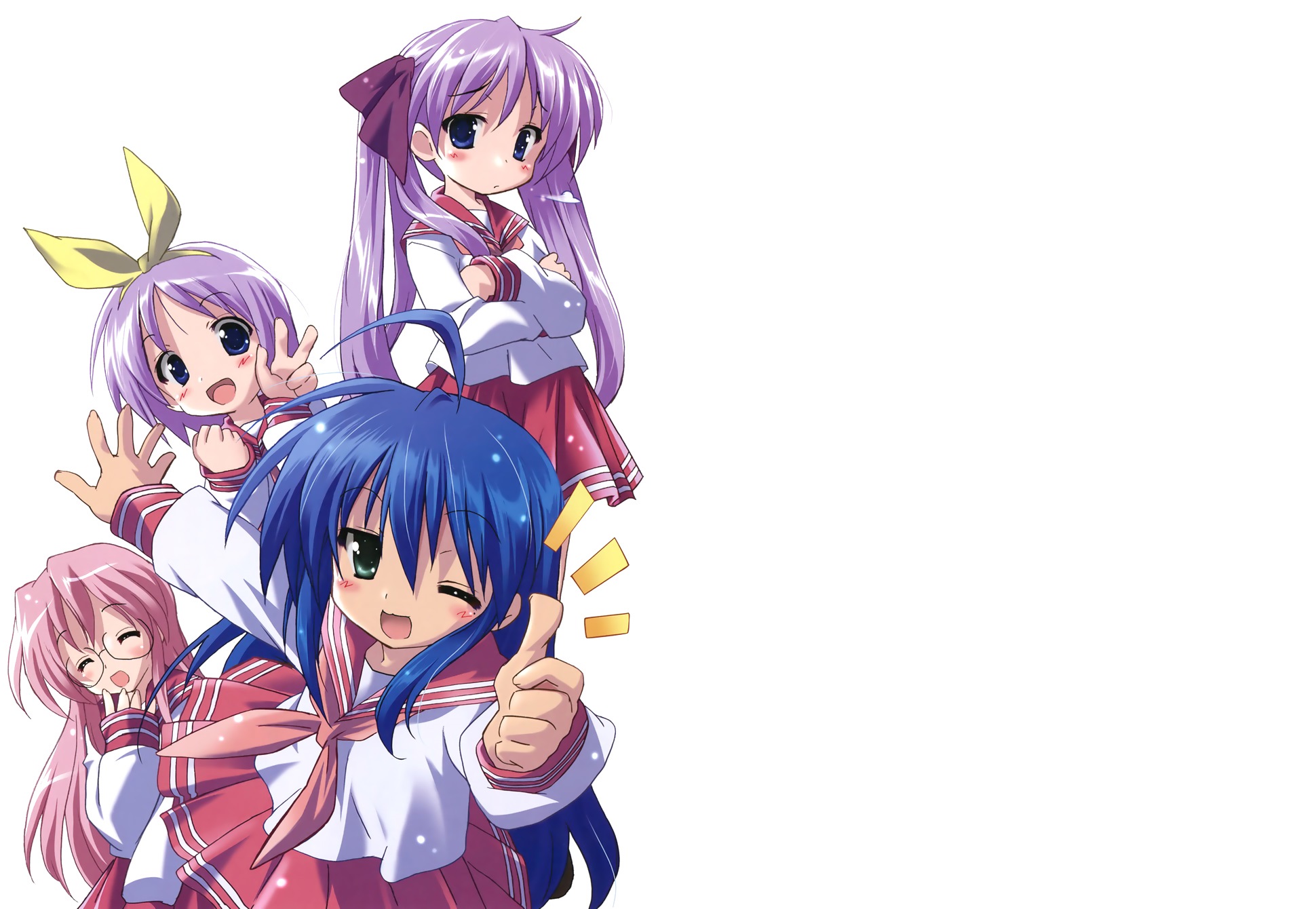 Descarga gratuita de fondo de pantalla para móvil de Animado, Raki Suta: Lucky Star, Kagami Hiiragi, Tsukasa Hiiragi, Konata Izumi, Takara Miyuki.