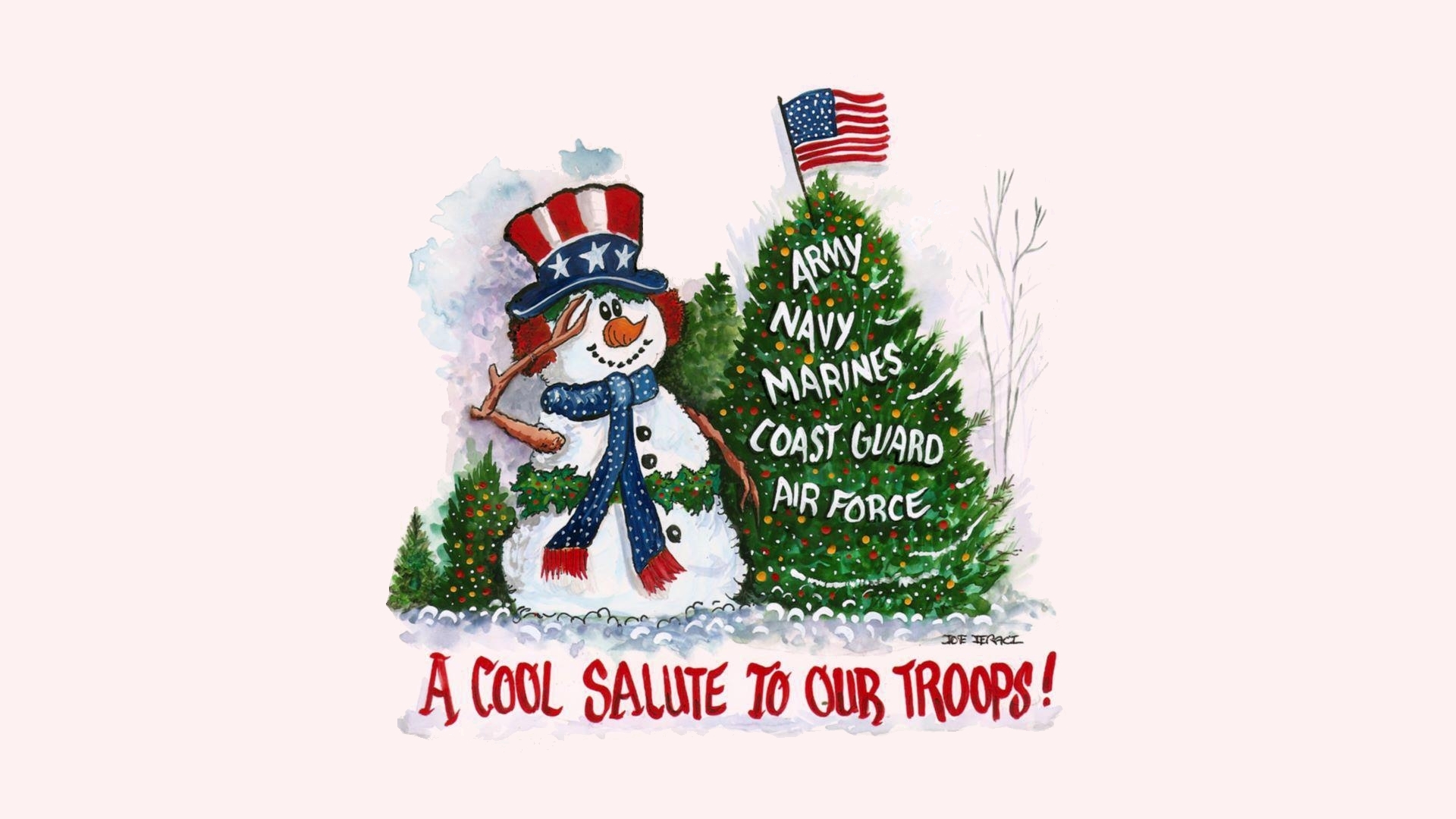 Download mobile wallpaper Snowman, Christmas, Holiday, Christmas Tree, Military for free.