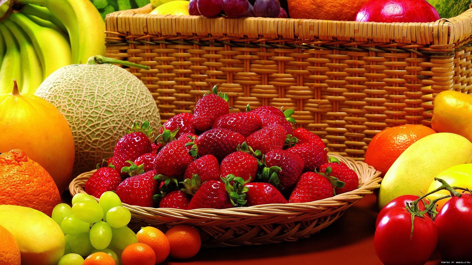 Download mobile wallpaper Food, Strawberry, Grapes, Fruits for free.