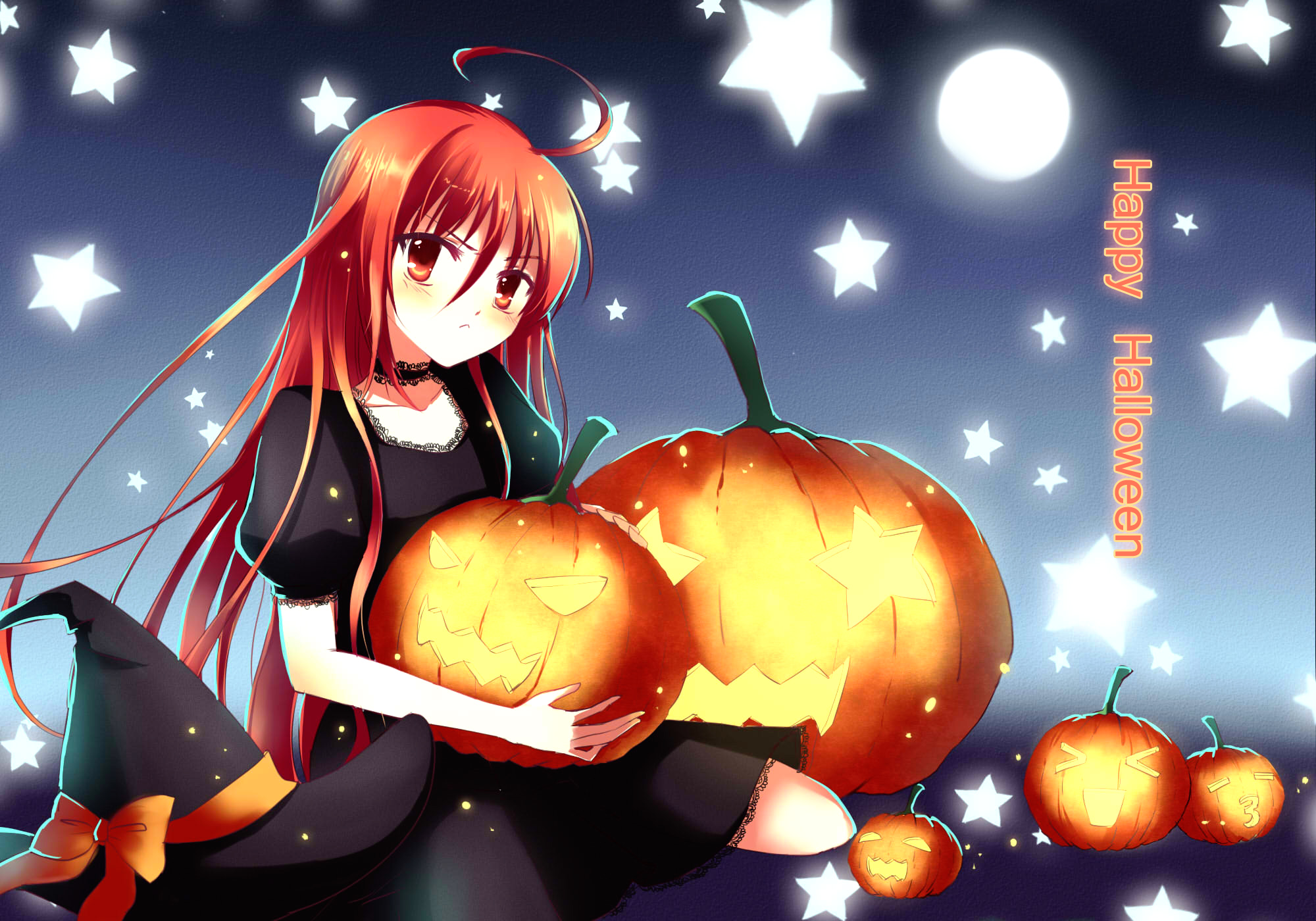 Free download wallpaper Anime, Halloween, Moon, Pumpkin, Star, Shakugan No Shana, Shana (Shakugan No Shana) on your PC desktop