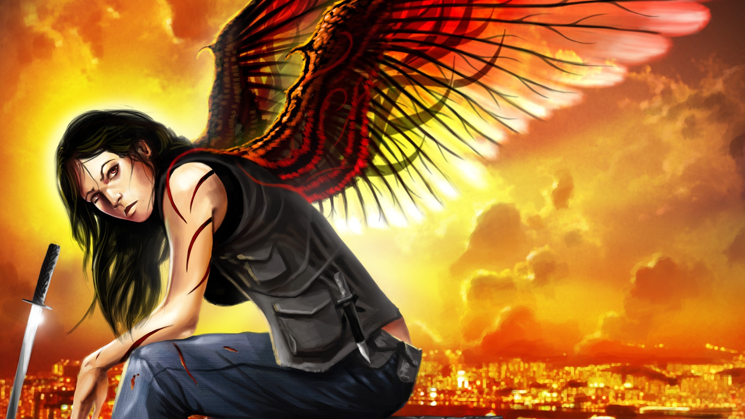 Download mobile wallpaper Fantasy, Angel Warrior for free.