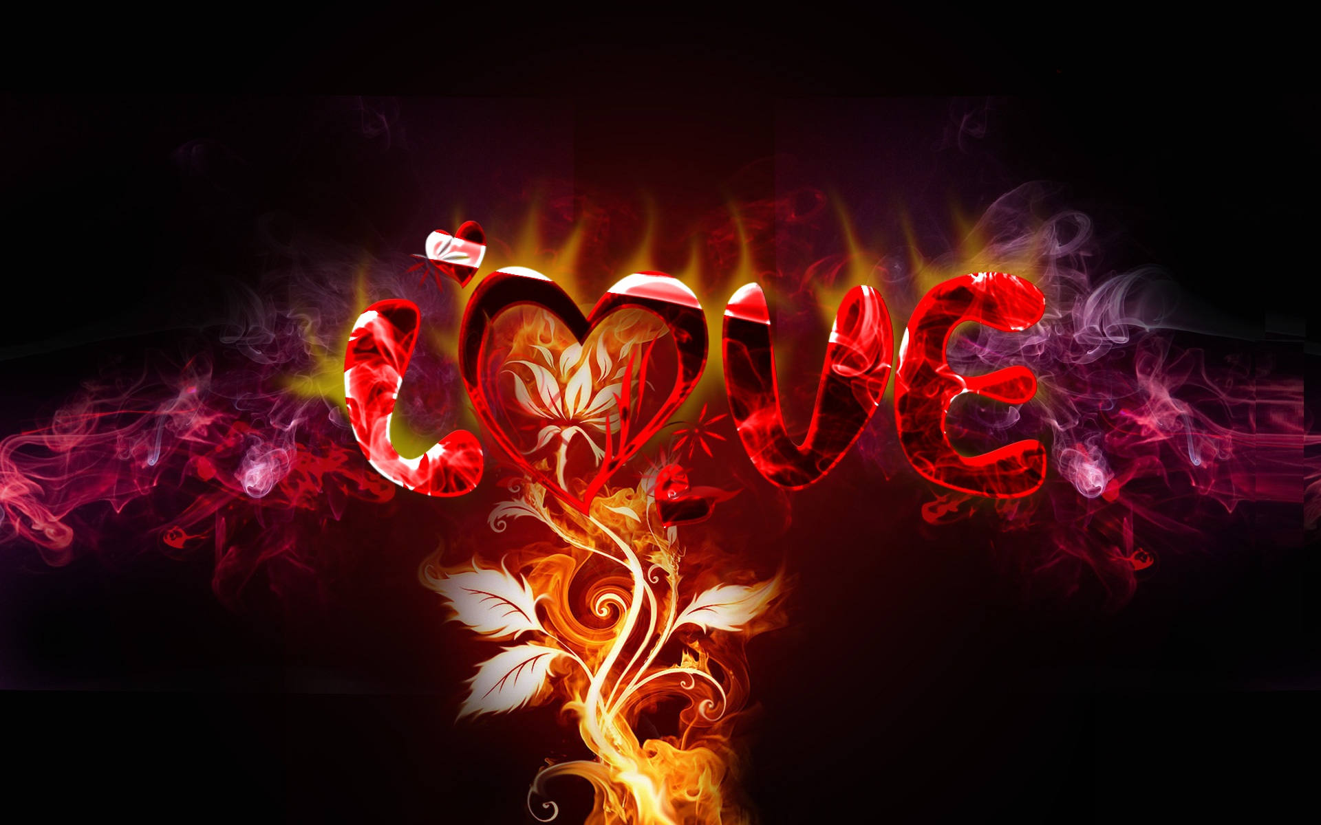 Download mobile wallpaper Fire, Smoke, Love, Flower, Colors, Artistic for free.