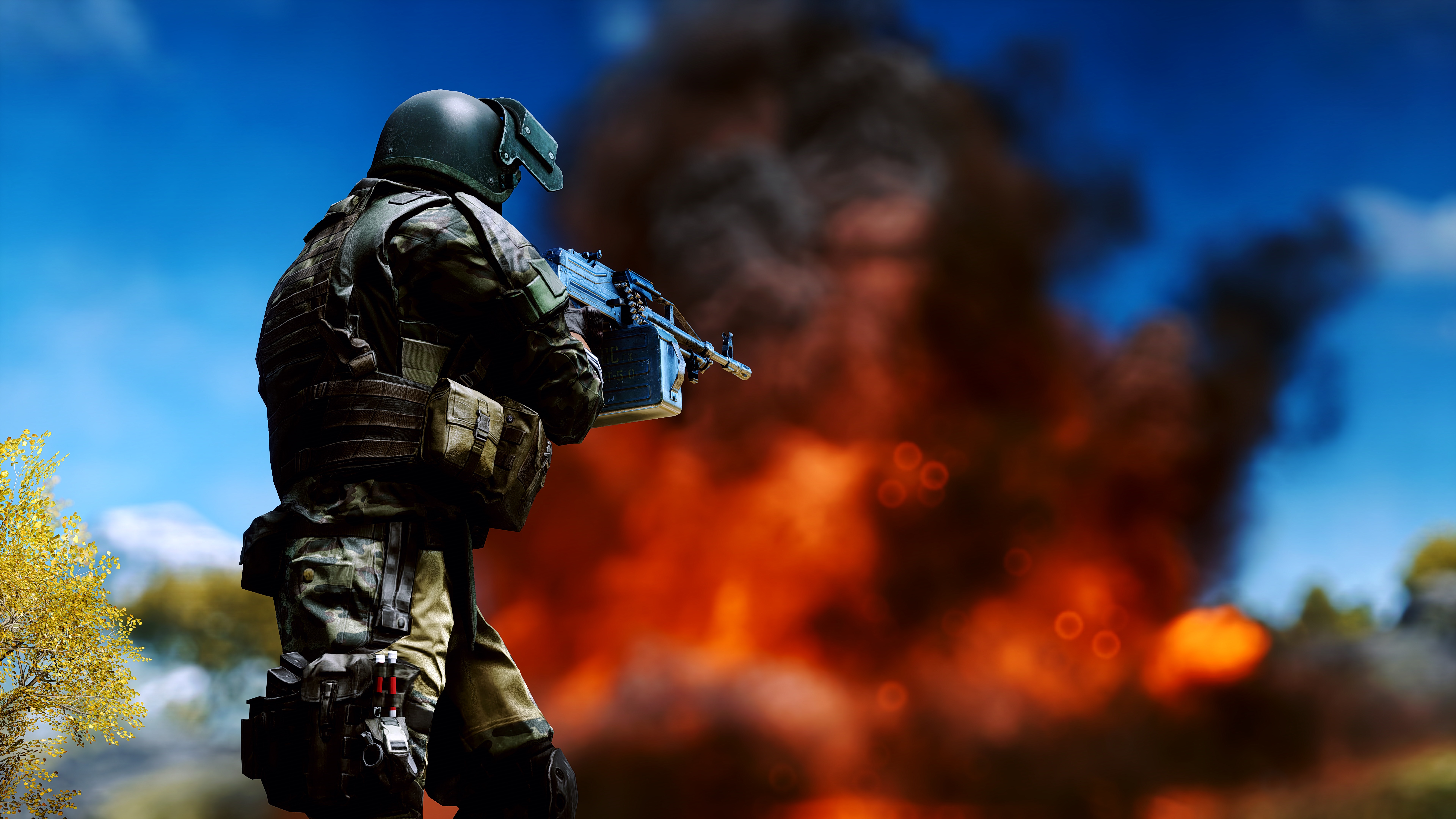 Handy-Wallpaper Waffe, Schlachtfeld, Explosion, Soldat, Computerspiele, Battlefield 4 kostenlos herunterladen.