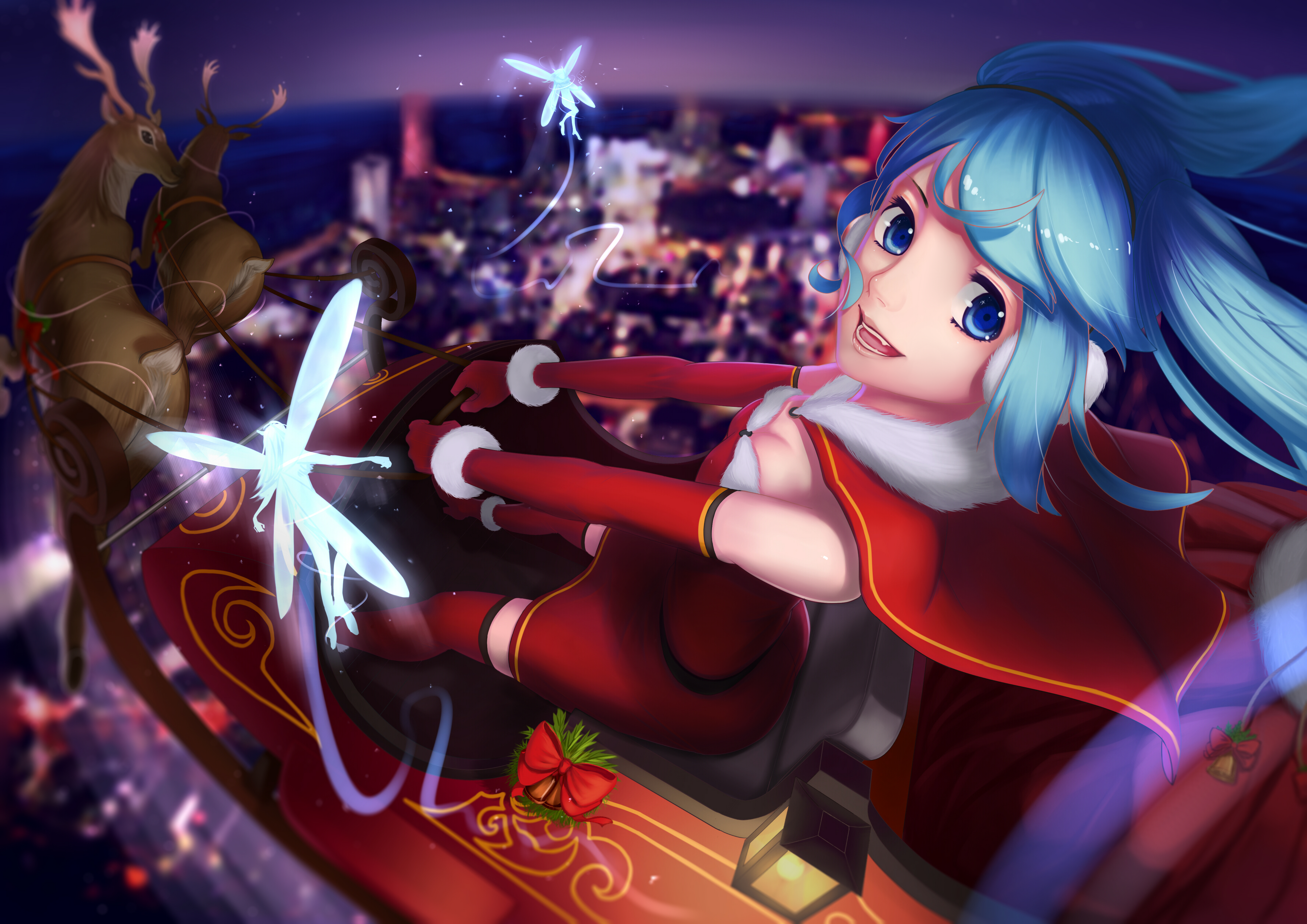 Laden Sie das Weihnachten, Vocaloid, Hatsune Miku, Animes-Bild kostenlos auf Ihren PC-Desktop herunter