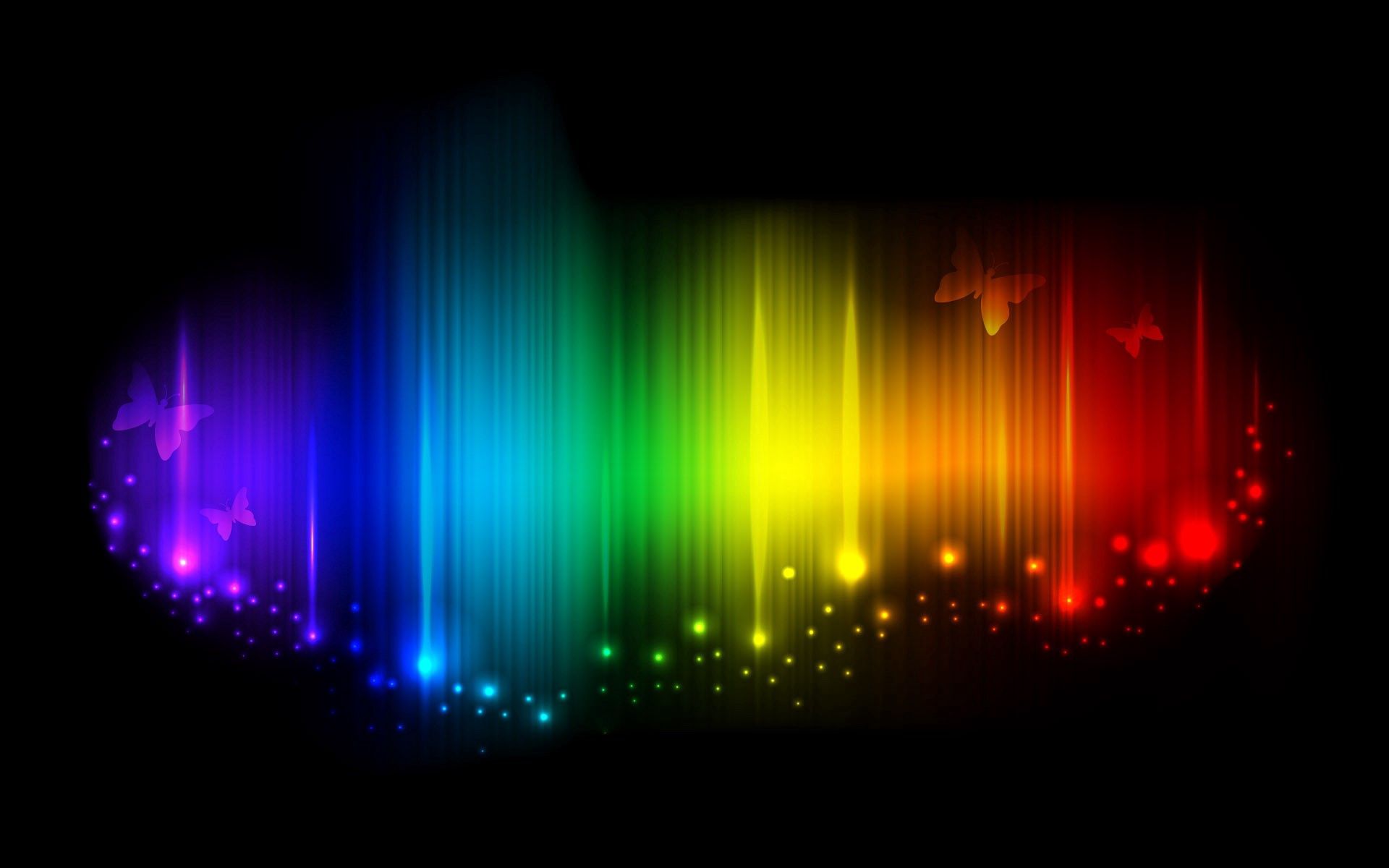 Desktop FHD rainbow, abstract, butterflies, shine, light, lines, shadow, iridescent, mood