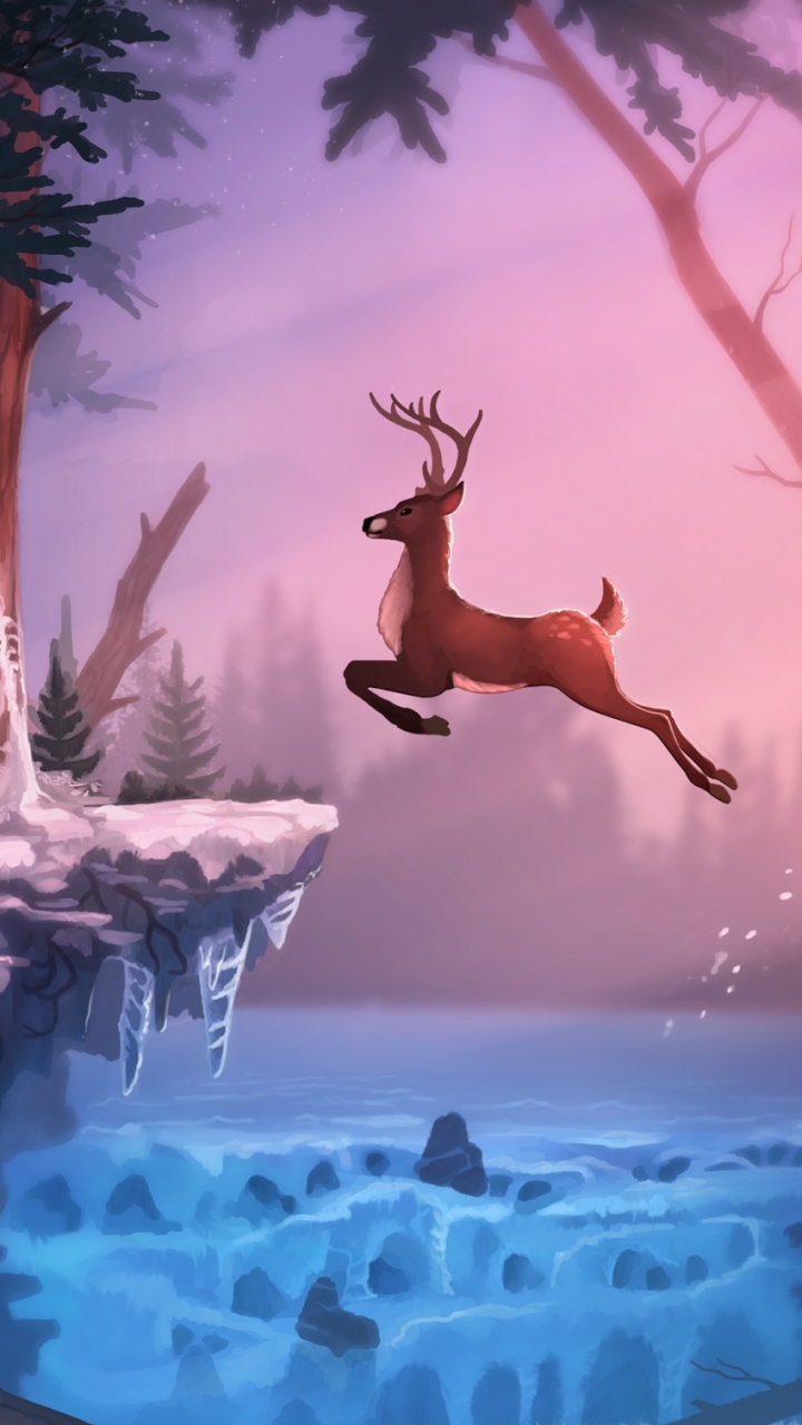 Download mobile wallpaper Winter, Fantasy, Deer, Fantasy Animals for free.