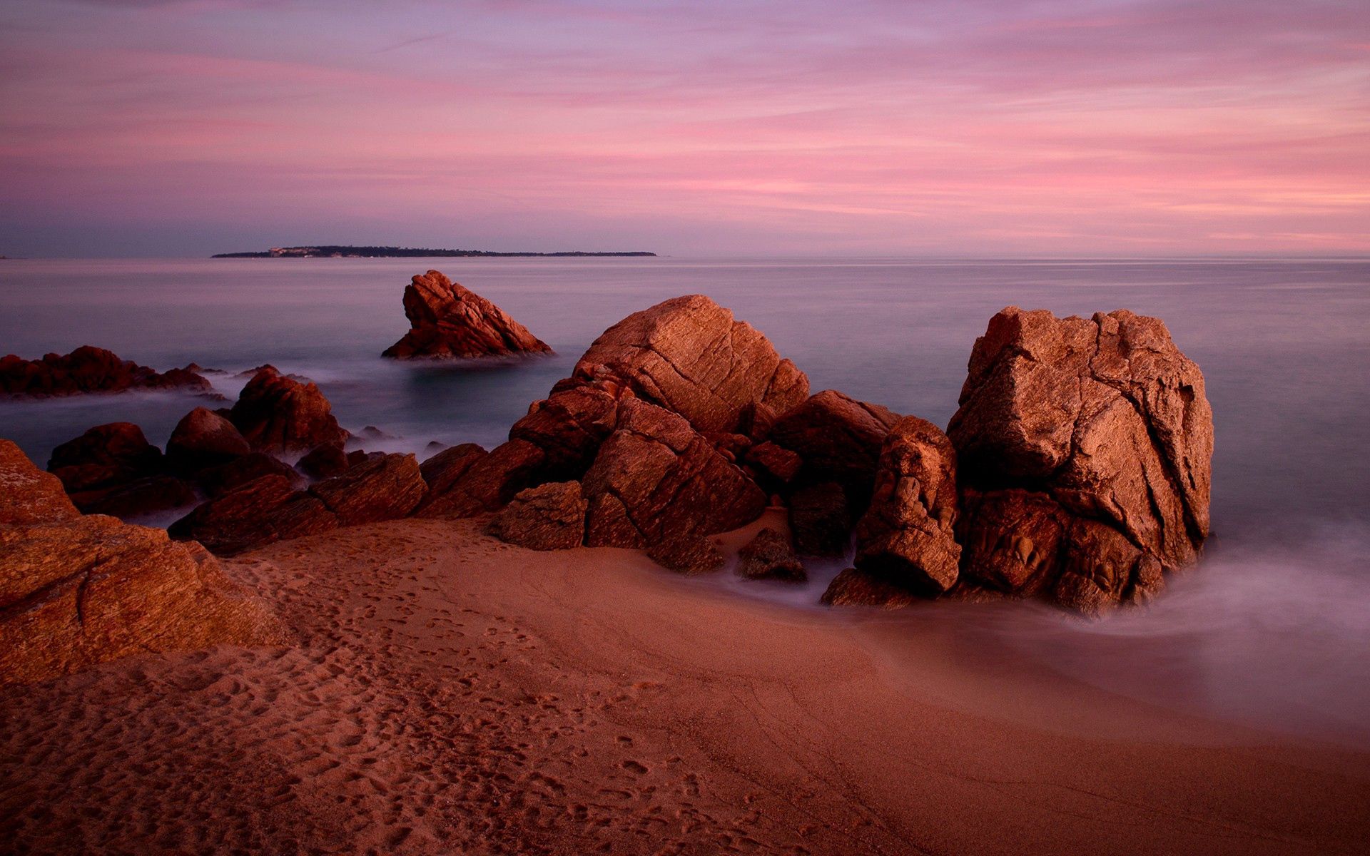 Download mobile wallpaper Rocks, Sky, Sea, Sand, Nature for free.
