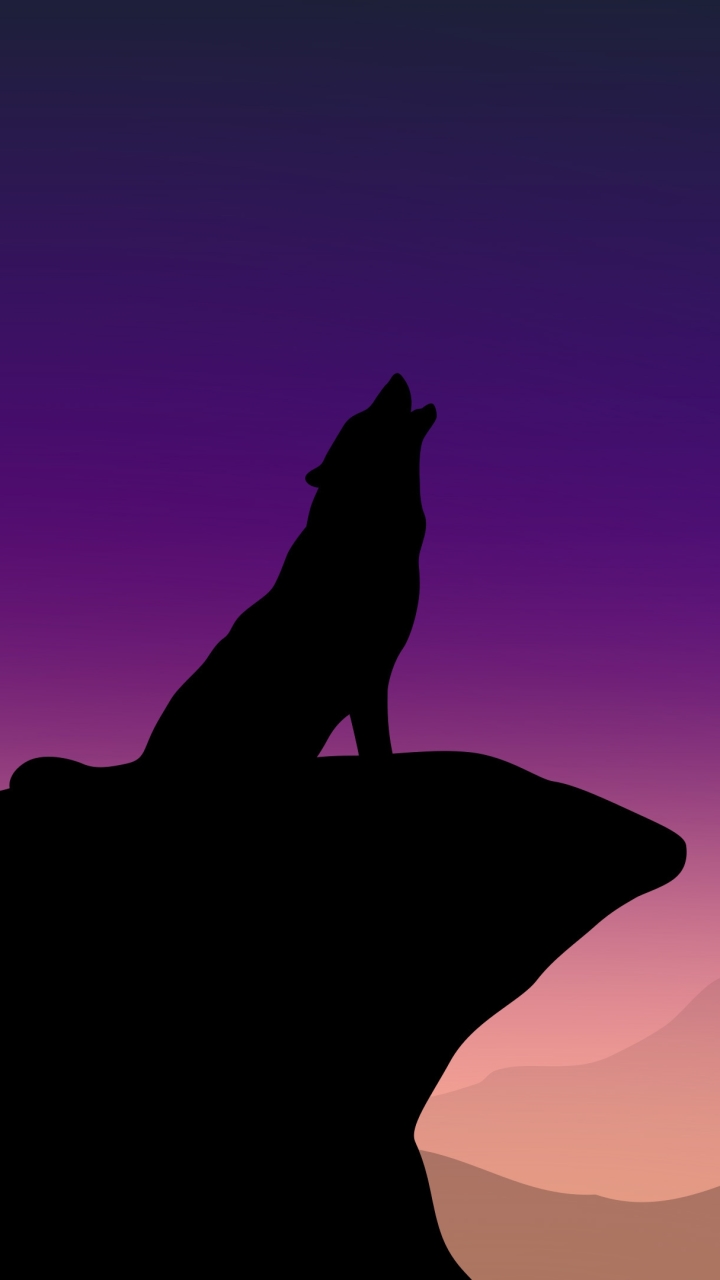 無料モバイル壁紙動物, オオカミ, シルエット, 狼, 夜をダウンロードします。
