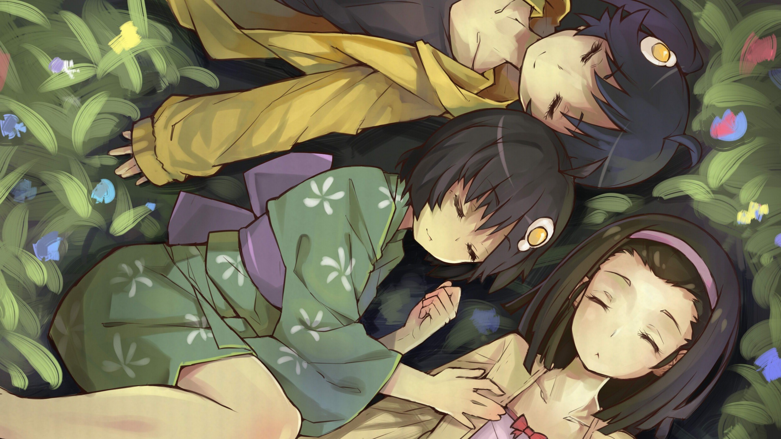 Descarga gratuita de fondo de pantalla para móvil de Animado, Monogatari (Serie), Nadeko Sengoku, Karen Aragi, Tsukihi Araragi.
