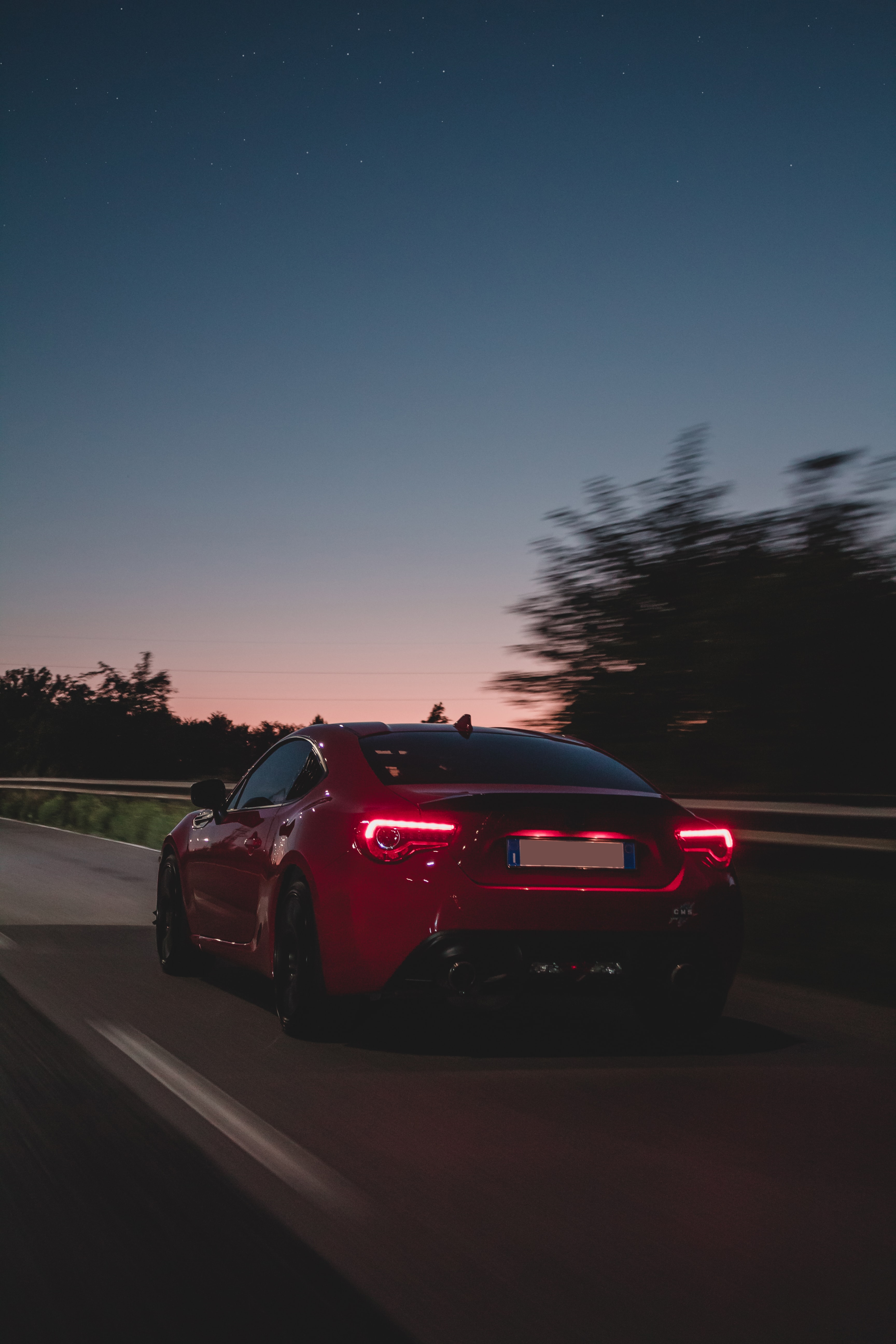 Download mobile wallpaper Dusk, Twilight, Speed, Road, Car, Machine, Cars for free.