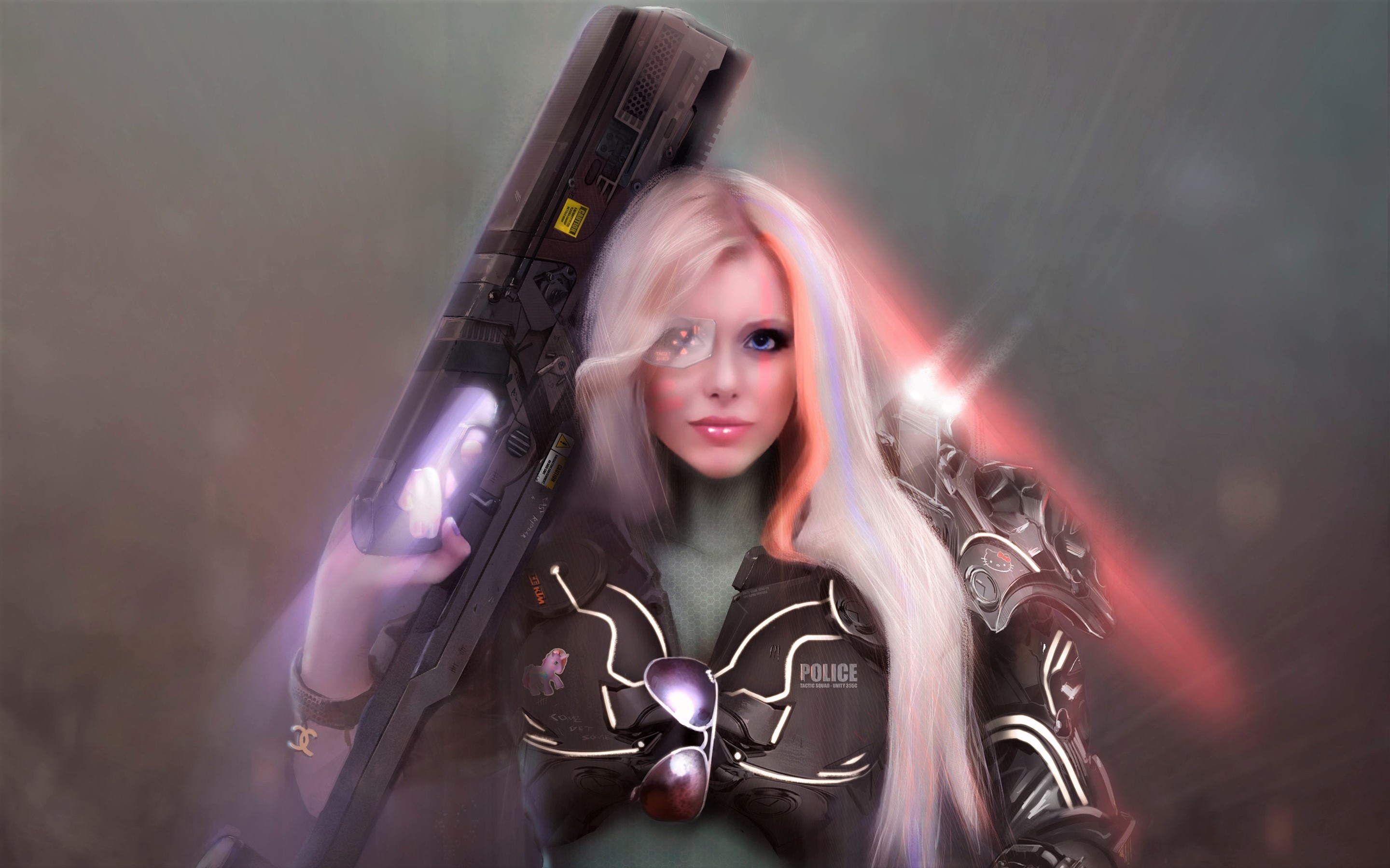 Download mobile wallpaper Fantasy, Sci Fi, Blonde, Futuristic, Police, Women Warrior for free.